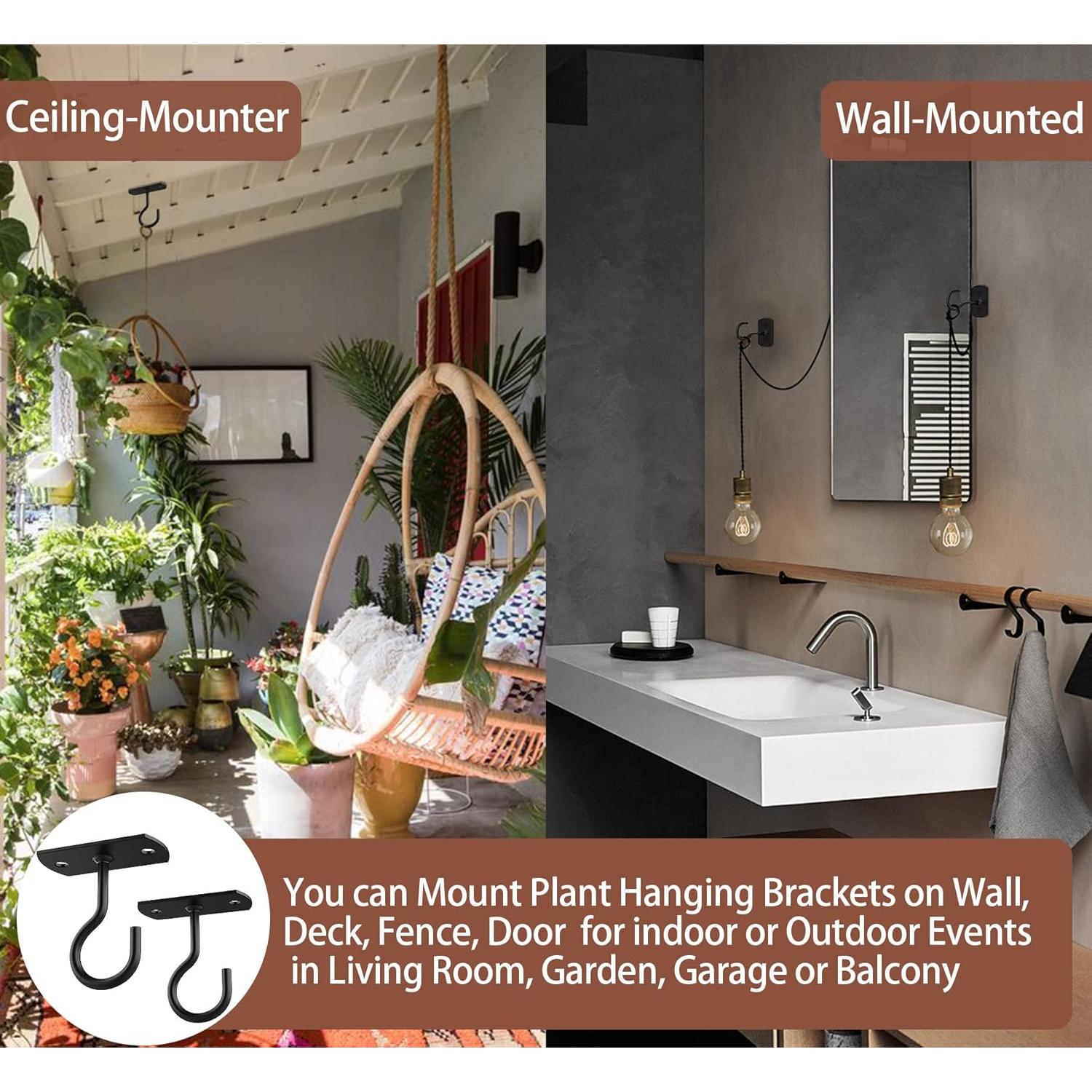 Ganchos de Techo ASZUNE 2.5in (6.35cm) para Plantas - 2 Piezas