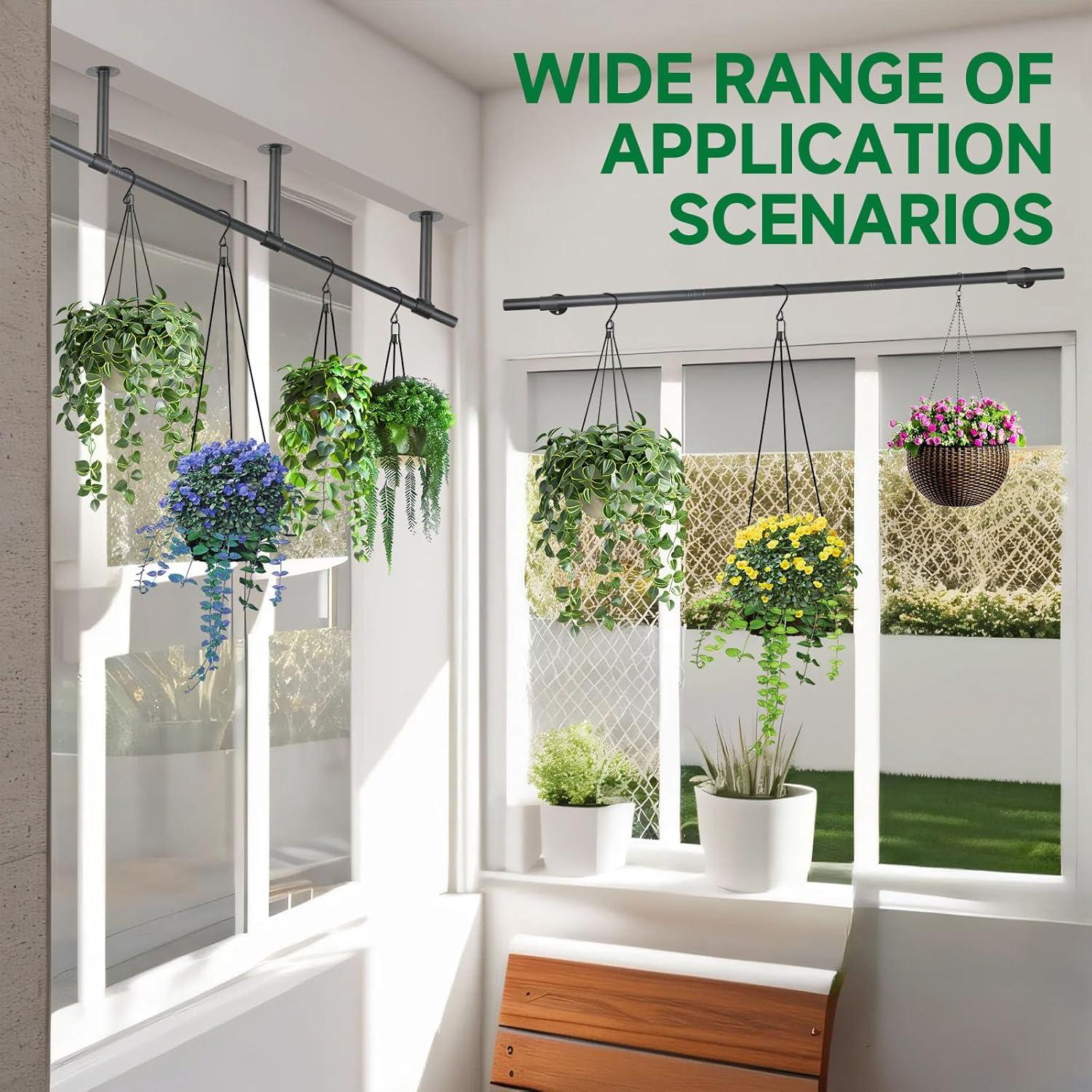 Varilla Soporte para Macetas Colgantes Uoveya 120.65cm Metal Negro