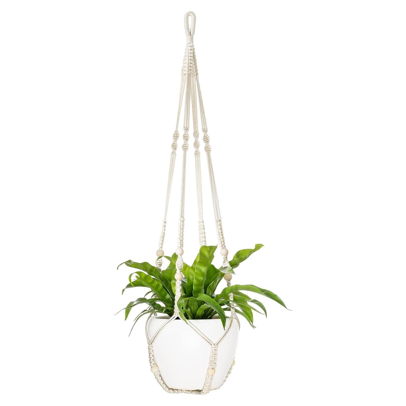 Colgador de Plantas de Macramé Mkono 109 cm Marfil para Macetas 30 cm