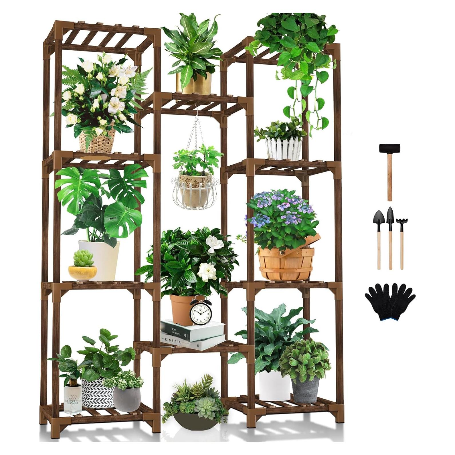 Soporte para Plantas Uneedem 10 Niveles 68 kg Madera Natural