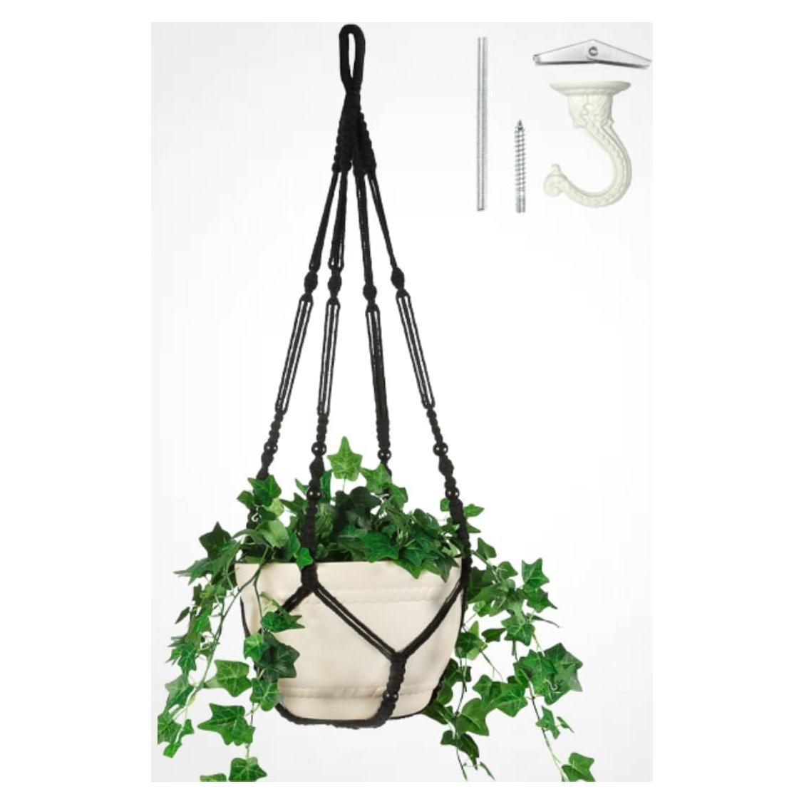 Hanger de Macrame Shineloha 109 cm para Maceta 30 cm Negro