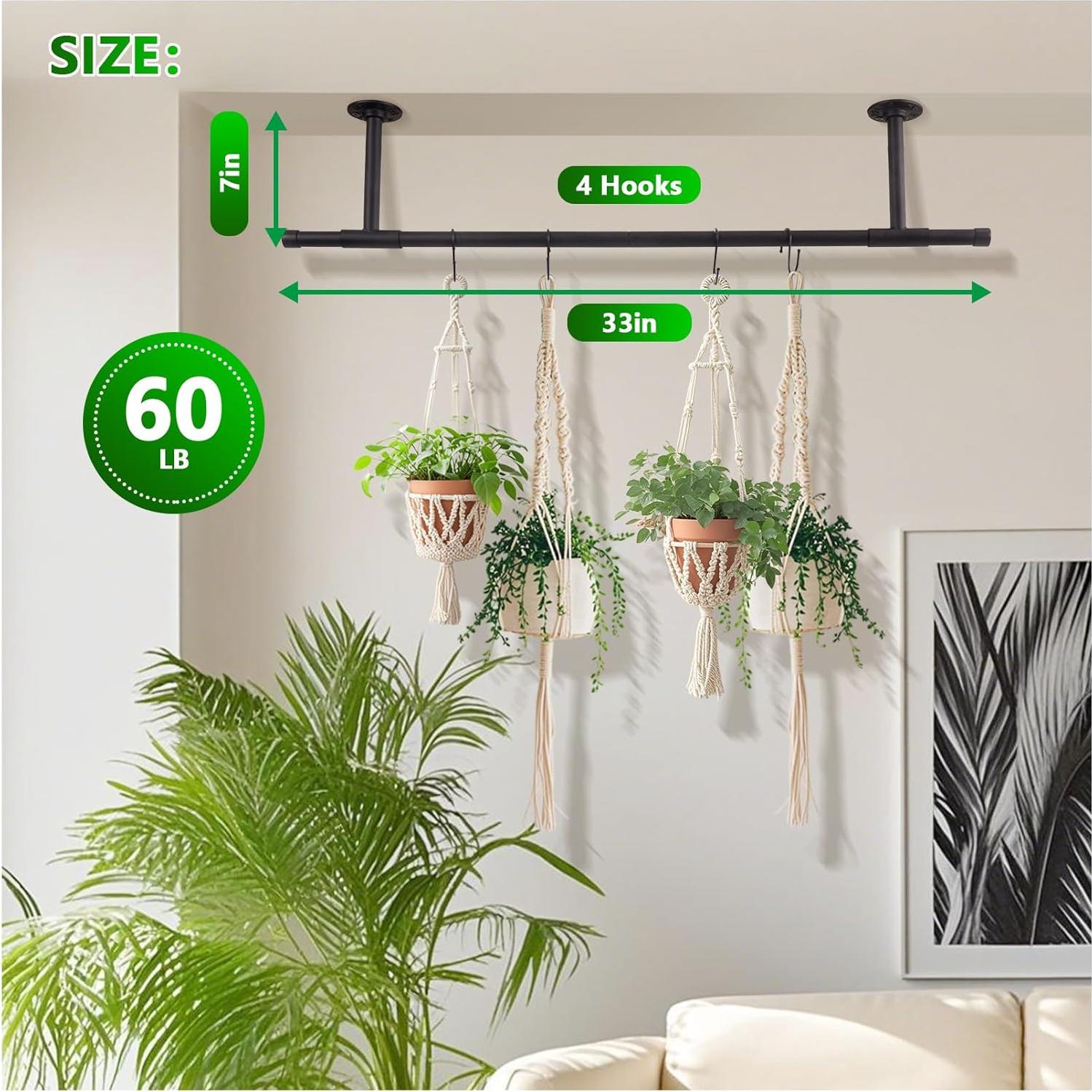 Maceta Colgante YASAJI de Hierro Negro para Plantas - 81.28 cm