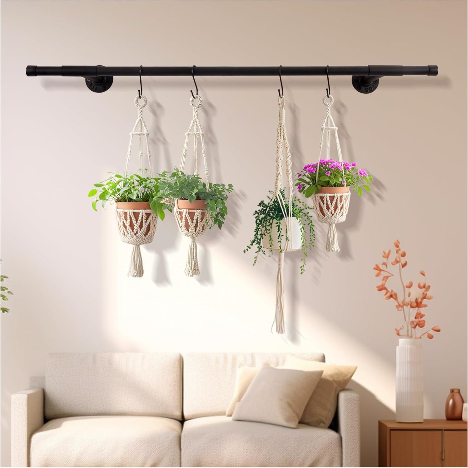 Maceta Colgante YASAJI de Hierro Negro para Plantas - 81.28 cm