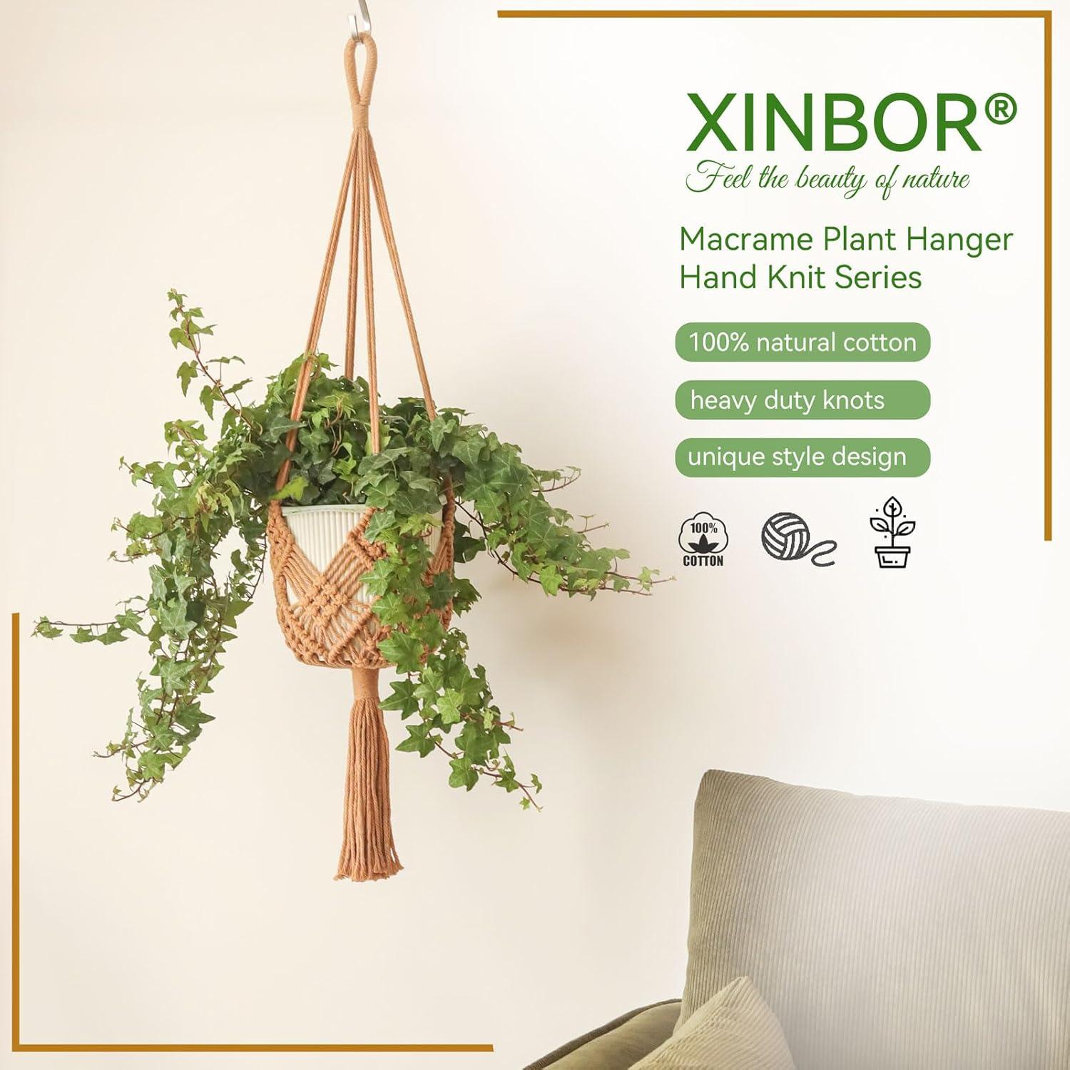 Colgador de Plantas de Macramé XINBOR 2 Piezas 89 cm Caramelo