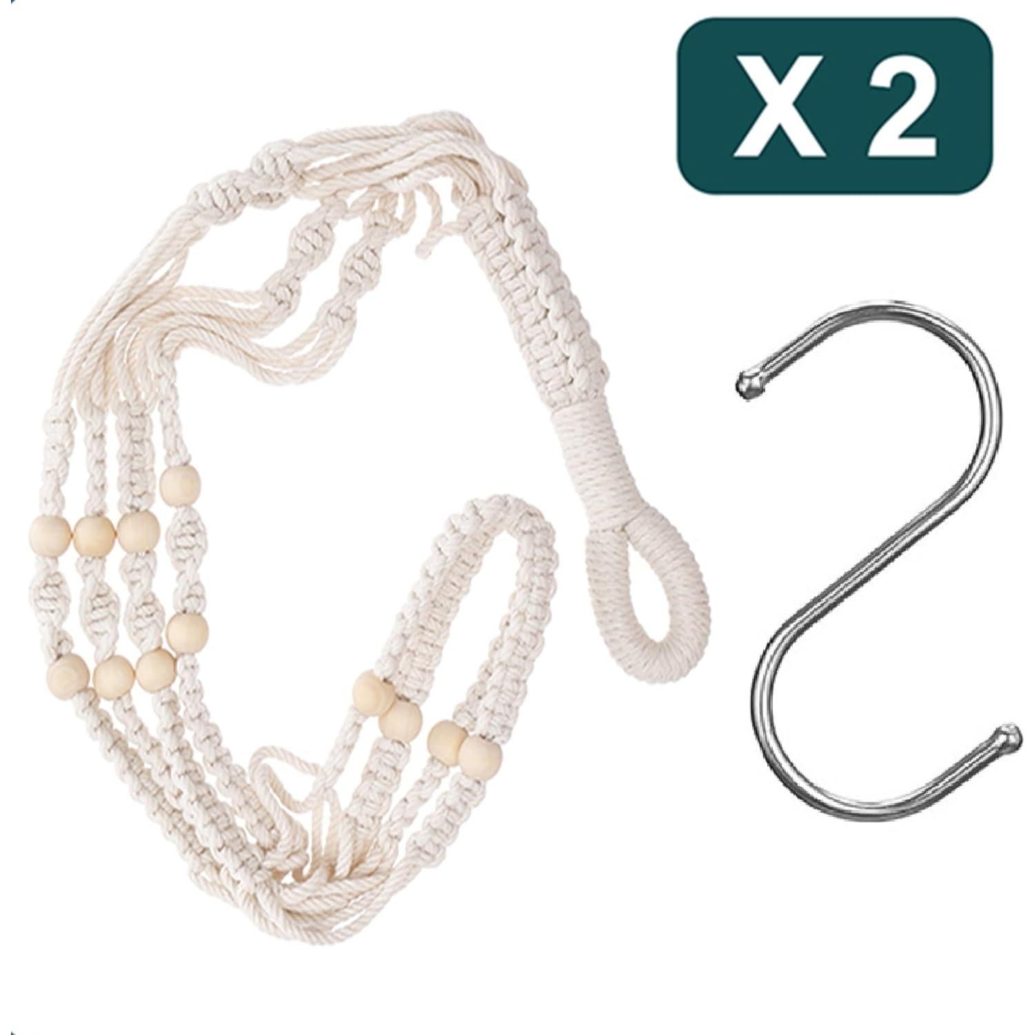 Colgador de Macramé YIBOT para Plantas 88.9 cm Marfil