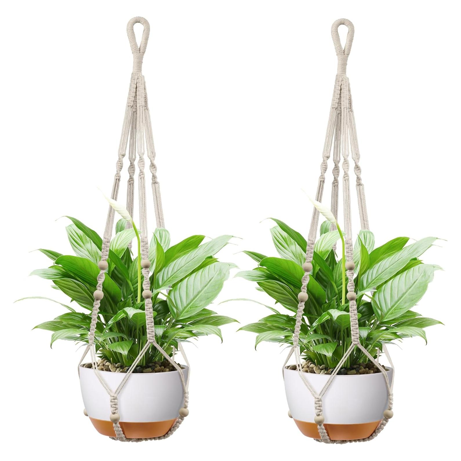 Colgador de Macramé para Plantas IDEEEPAN 88.9cm Marfil 10kg