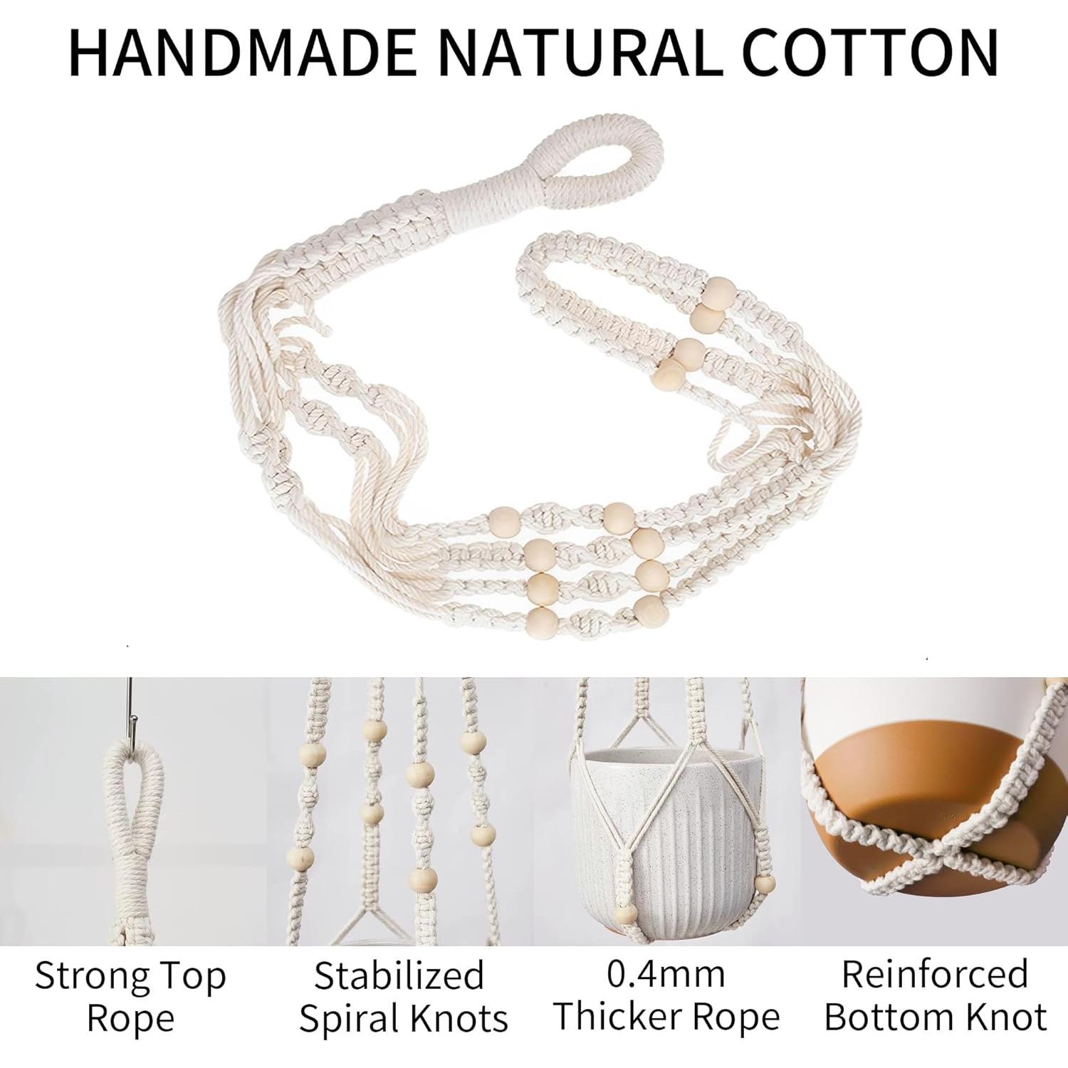 Colgador de Macramé para Plantas IDEEEPAN 88.9cm Marfil 10kg