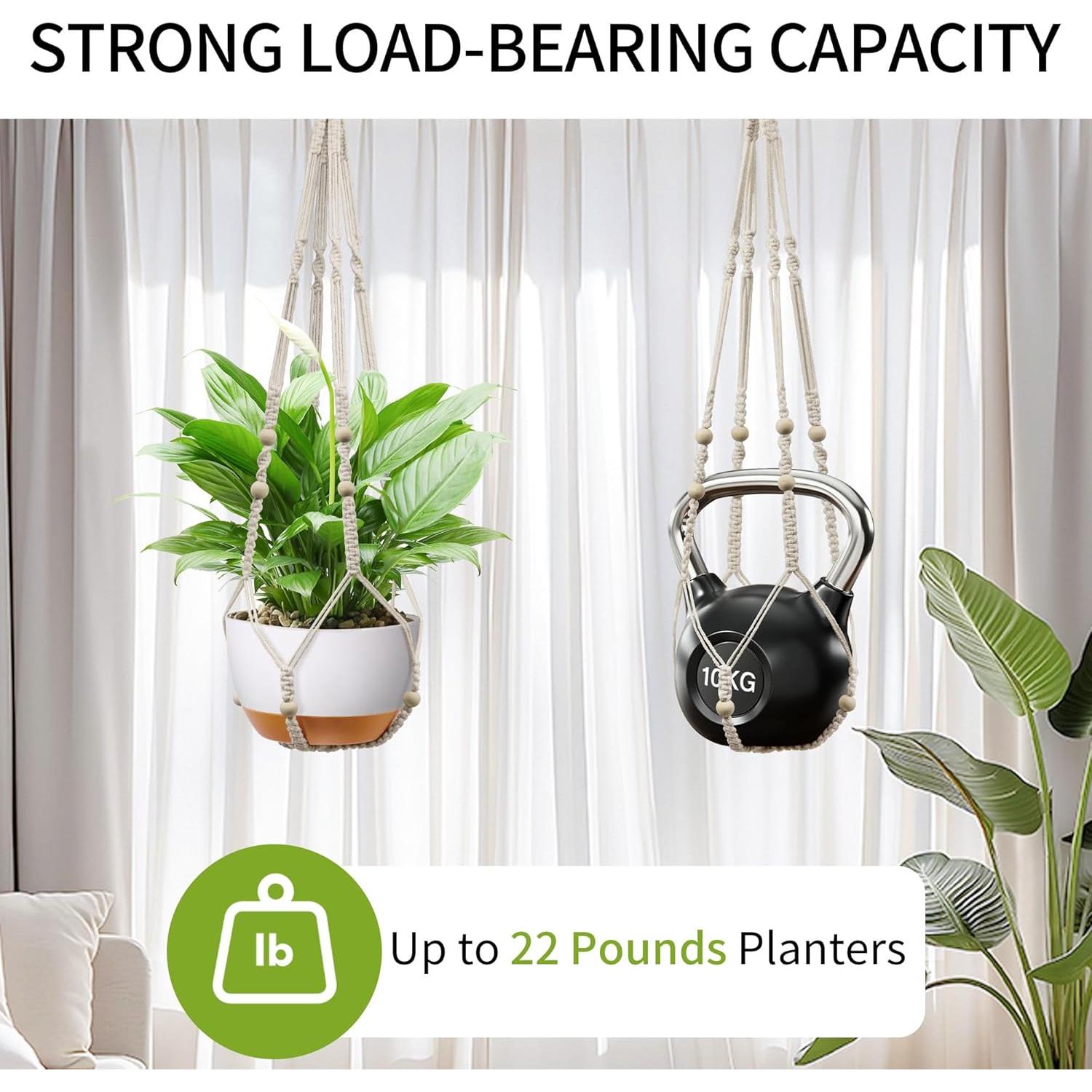 Colgador de Macramé para Plantas IDEEEPAN 88.9cm Marfil 10kg