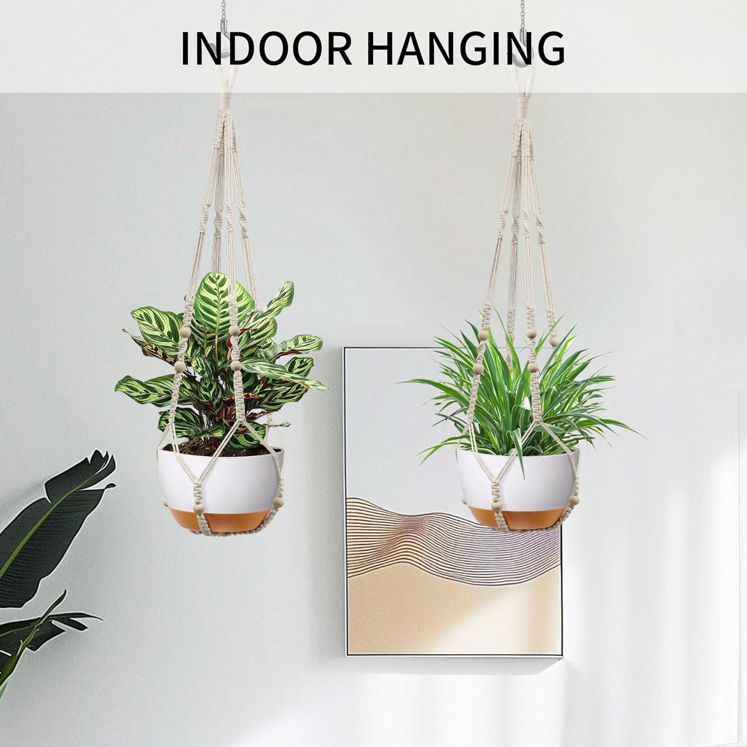 Colgador de Macramé para Plantas IDEEEPAN 88.9cm Marfil 10kg