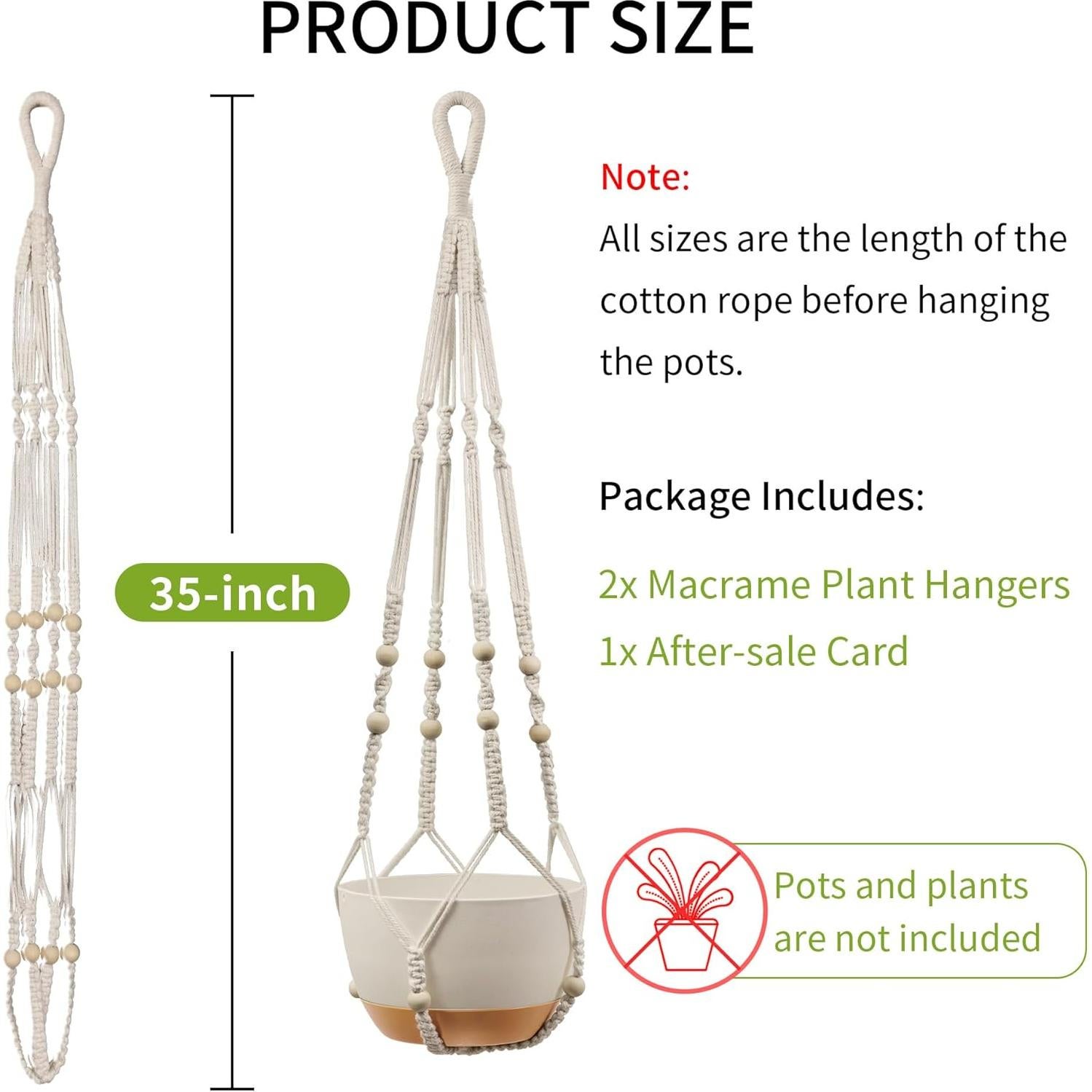 Colgador de Macramé para Plantas IDEEEPAN 88.9cm Marfil 10kg