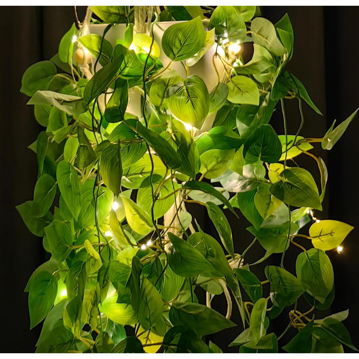 Colgador de plantas de macramé Comtelek con luces LED 110.5 cm