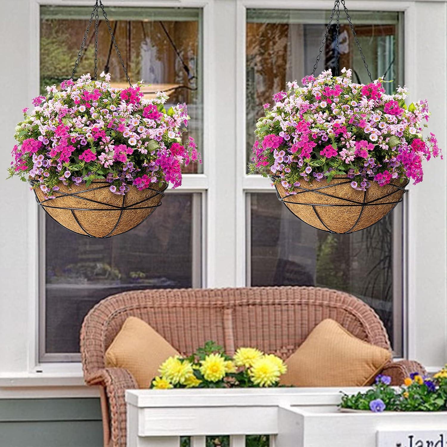 Paquete de 4 macetas colgantes Karlliu 30 cm con forro de coco