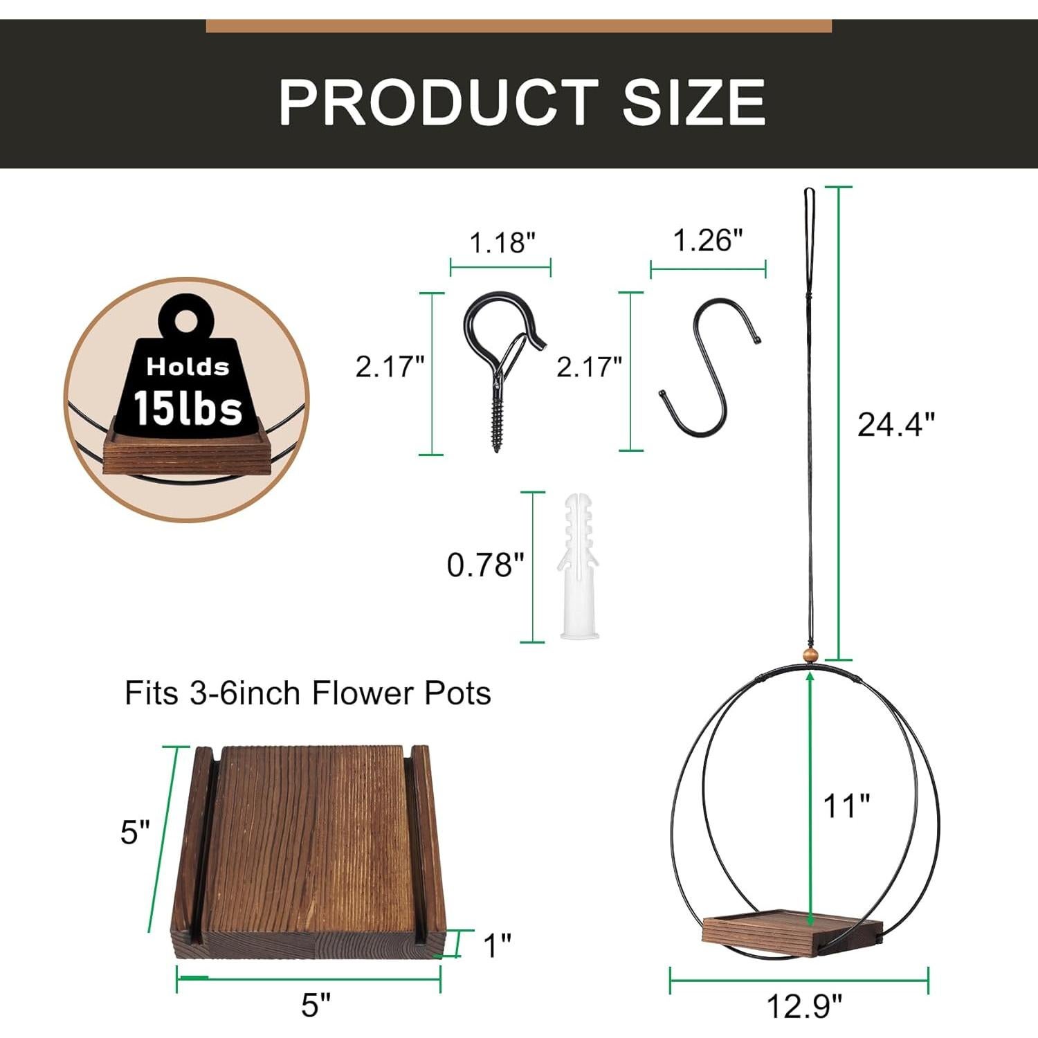 Soporte Colgante para Plantas Vigordream - Estilo Bohemio Negro