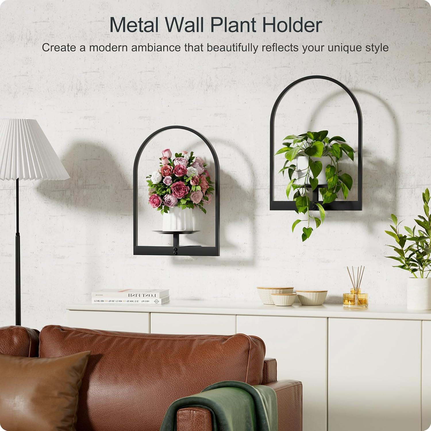 Soporte de Planta de Pared Metal Negro BUTUNITA - Paquete de 2