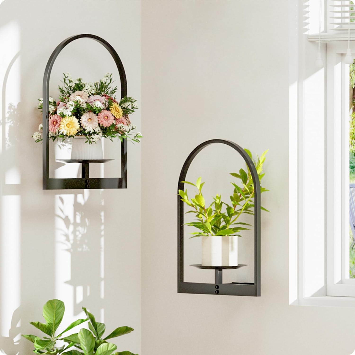 Soporte de Planta de Pared Metal Negro BUTUNITA - Paquete de 2