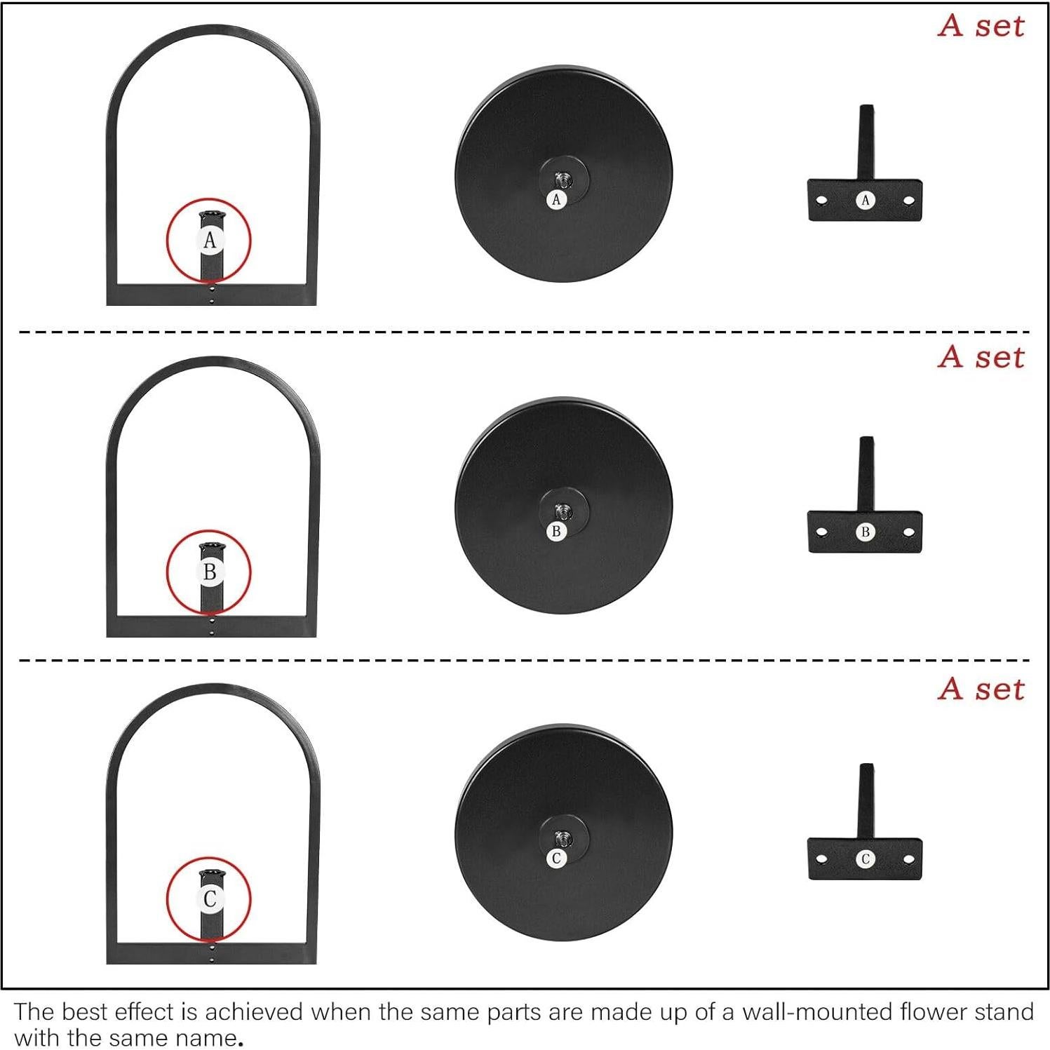 Soporte de Planta de Pared Flenpptly 3 Paquete Negro 40x30 cm