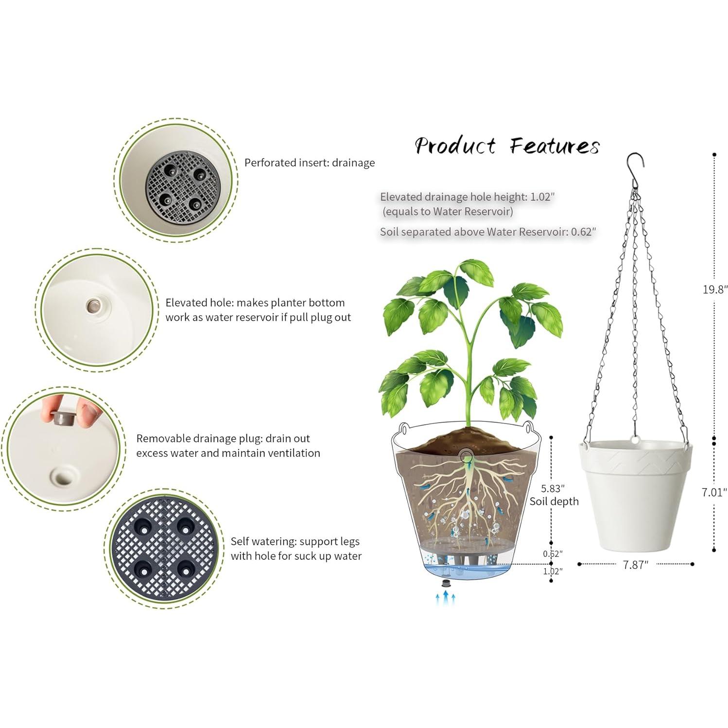 Maceta Colgante Melphoe Autorriego 20 cm Multicolor Paquete 3