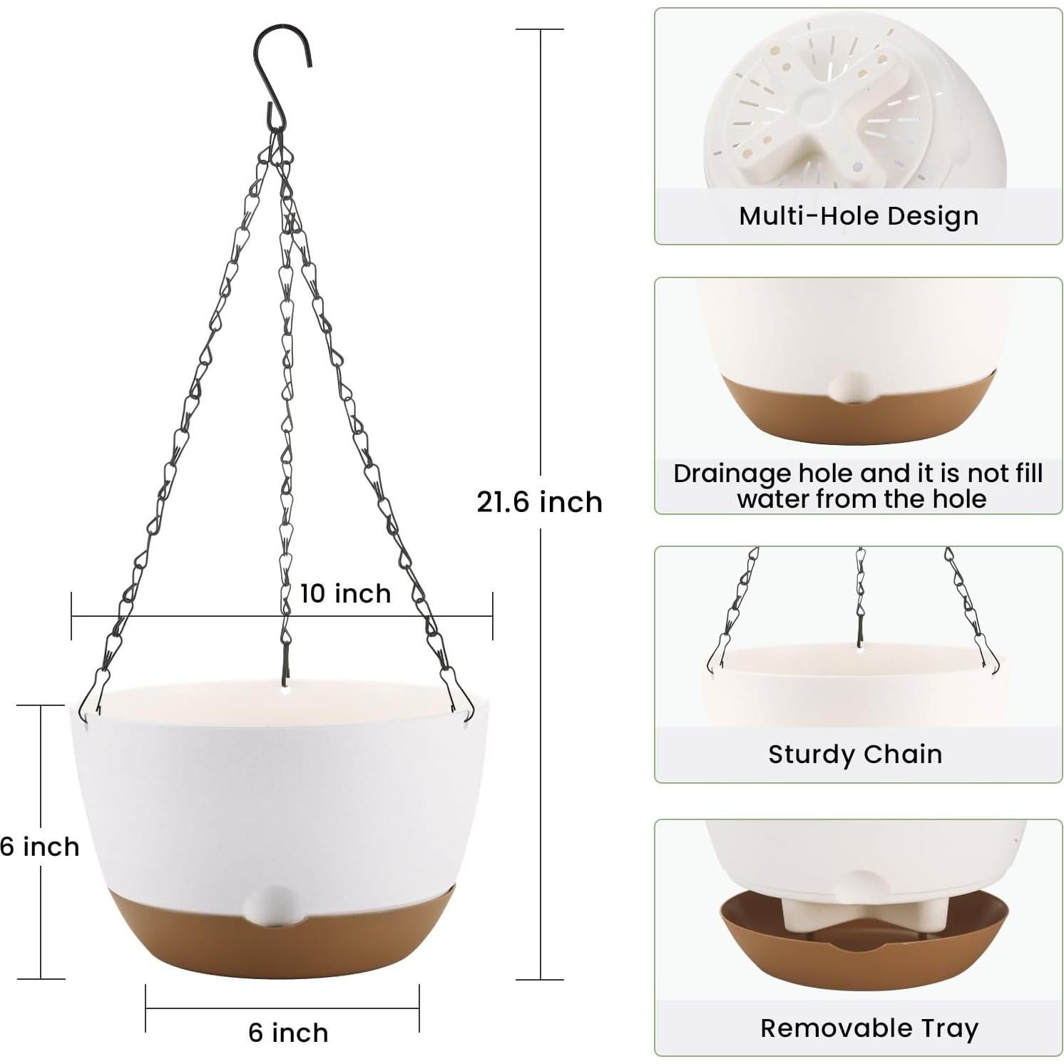 Macetas Colgantes Dovesail 25 cm Autorriego 2 Paquetes