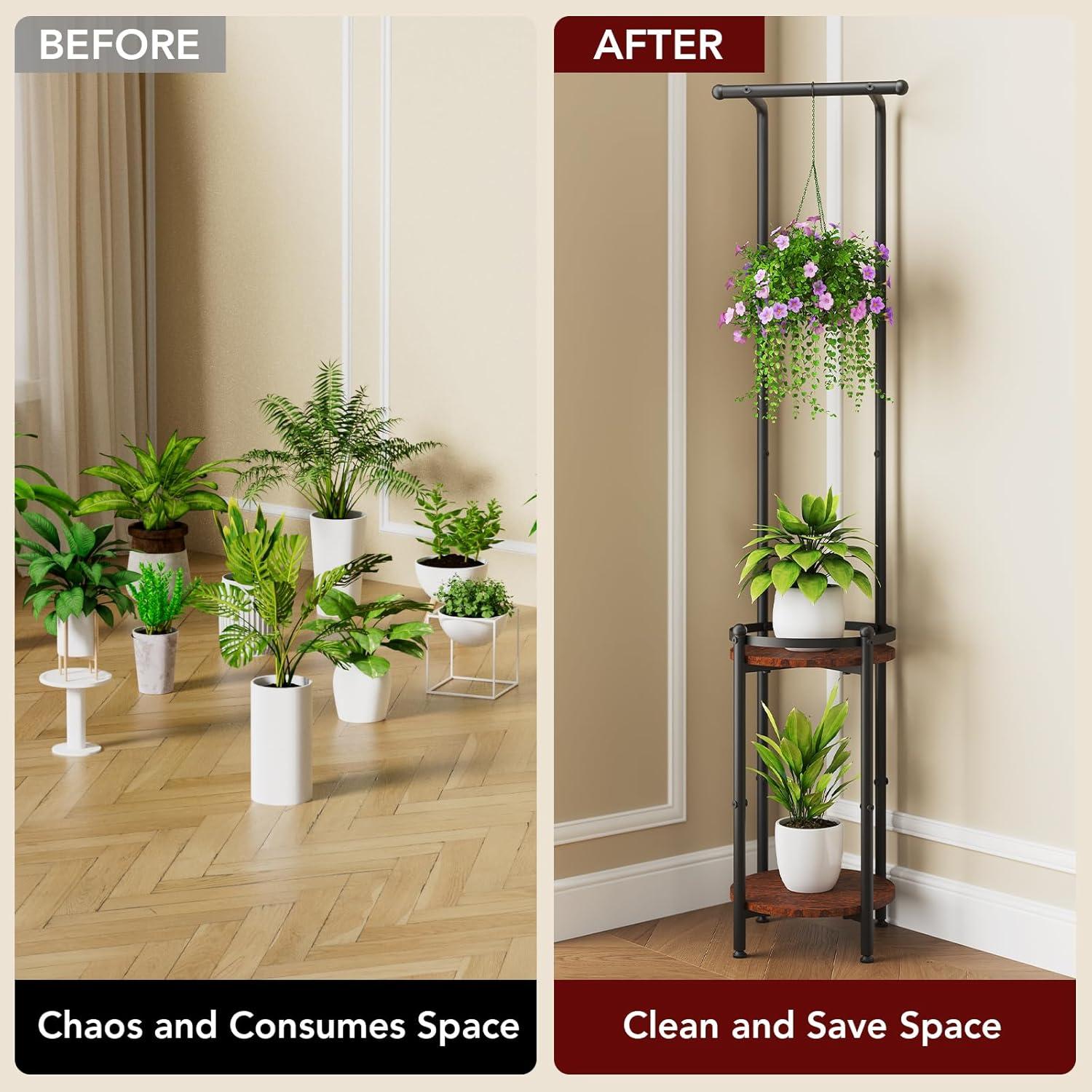 Soporte para Plantas Homsorout 3 Niveles Metalico 140.5cm