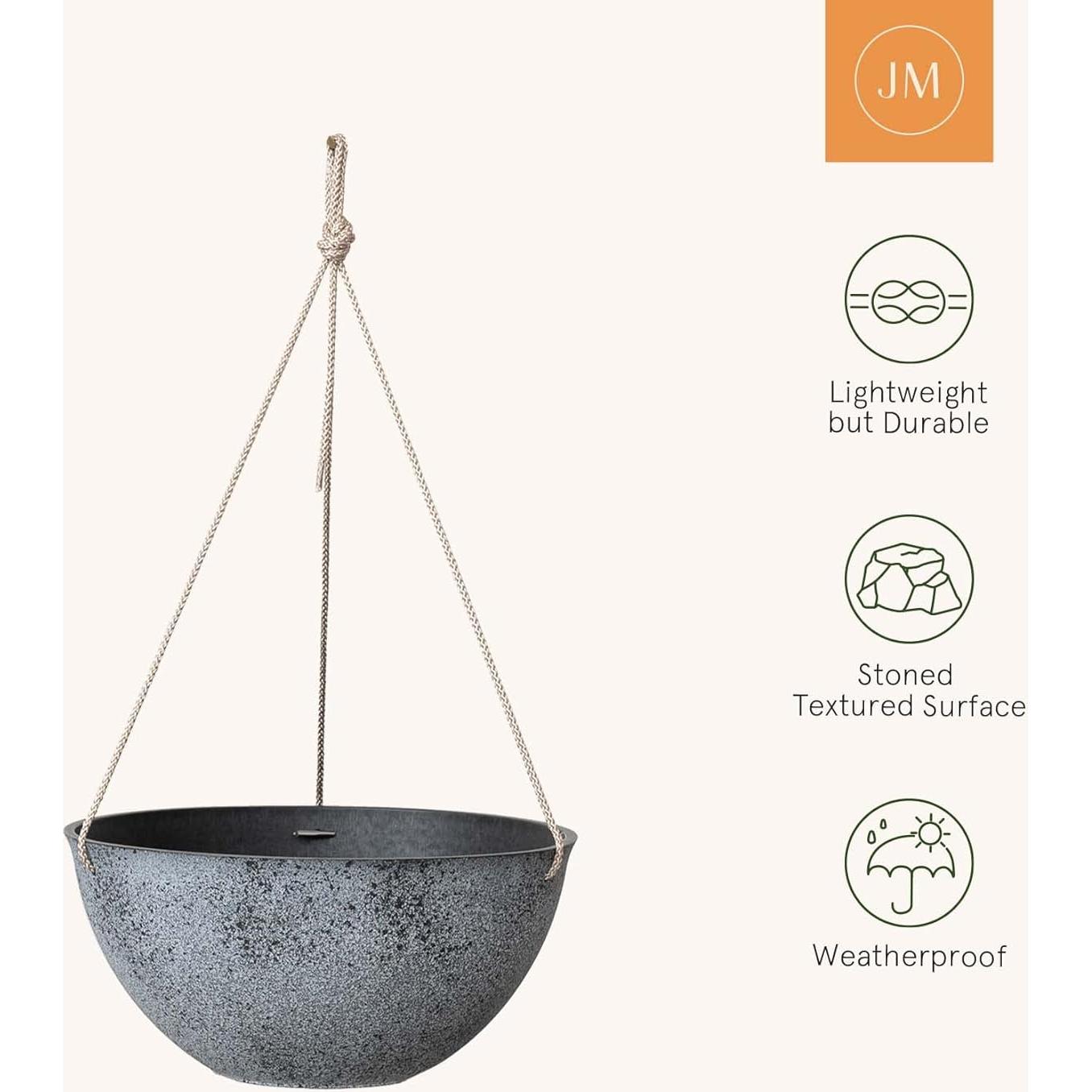 Macetas Colgantes Grandes LA JOLIE MUSE 33 cm Juego de 2 Gris