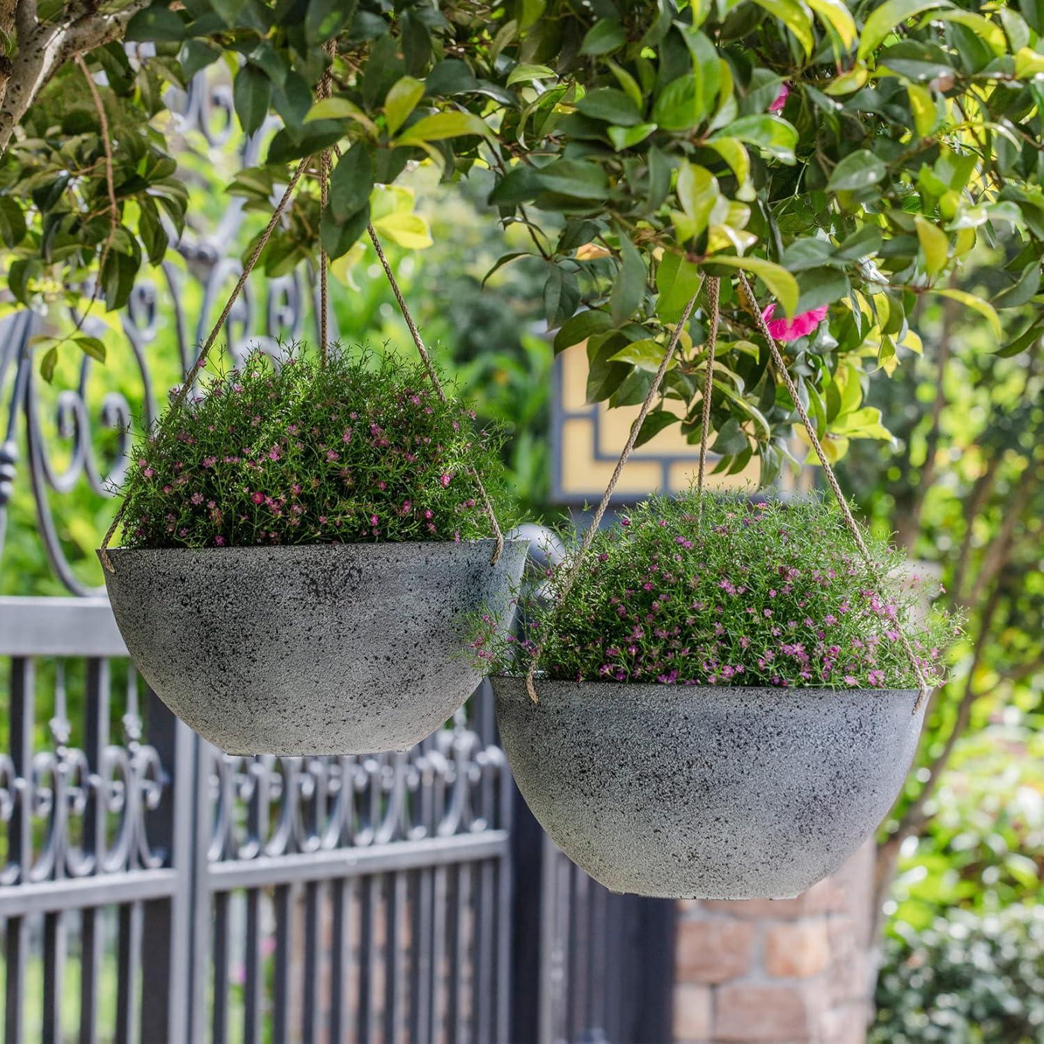 Macetas Colgantes Grandes LA JOLIE MUSE 33 cm Juego de 2 Gris