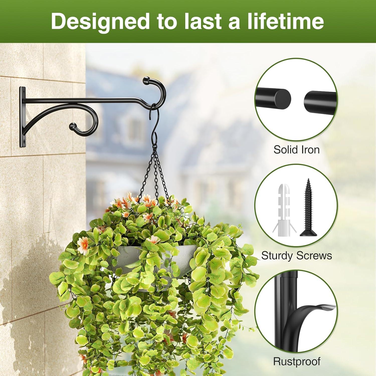 Ganchos de Maceta Pickpiff 20.32 cm Metal Negro 2 Piezas