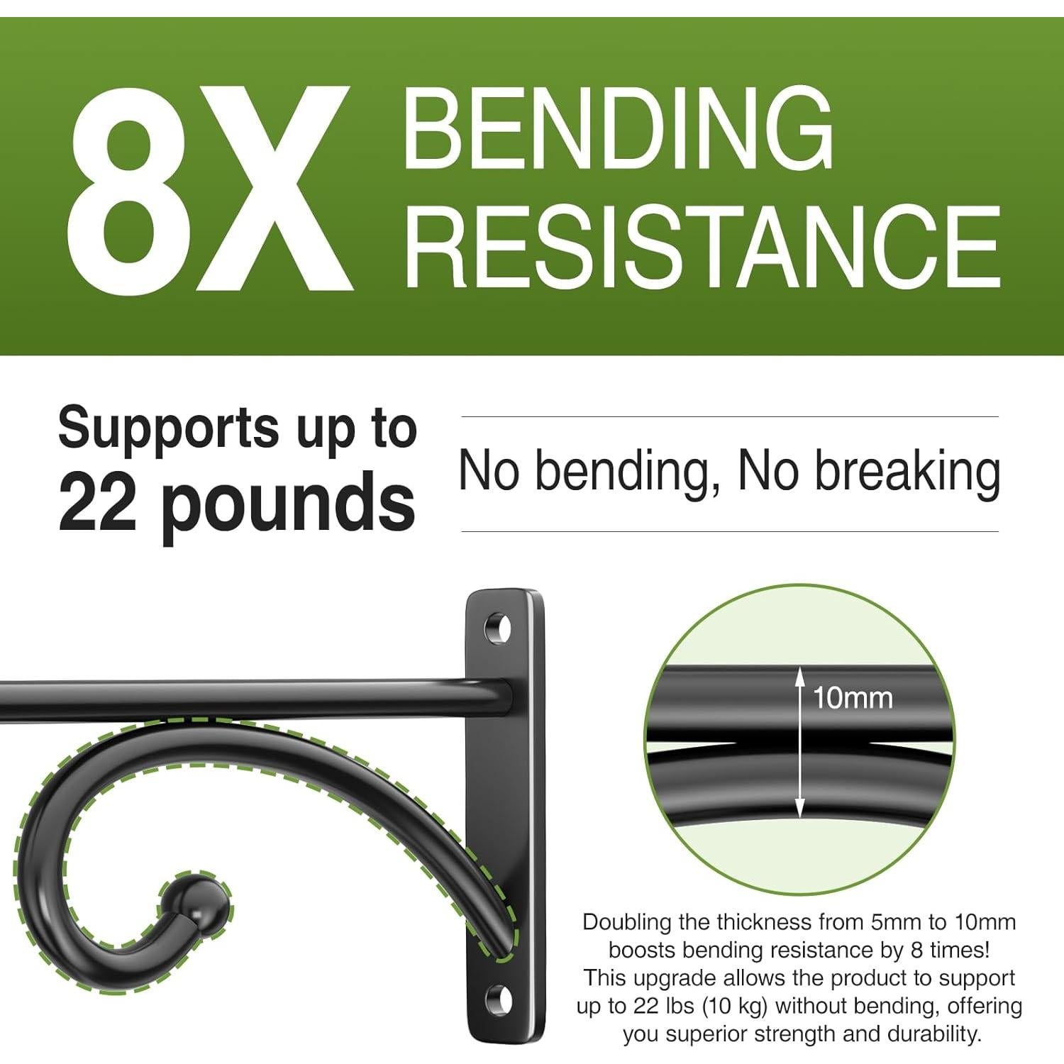 Ganchos de Maceta Pickpiff 20.32 cm Metal Negro 2 Piezas