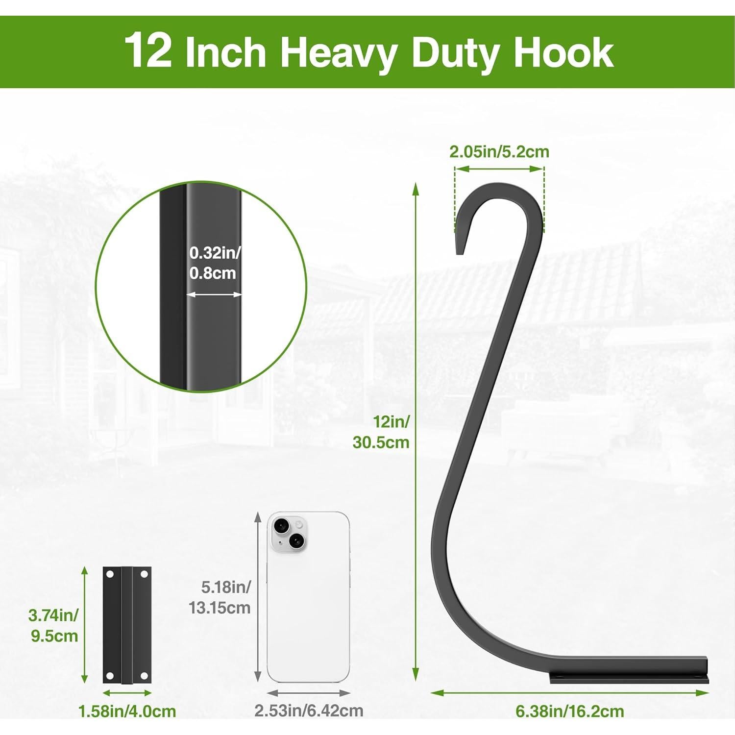 Soportes para Plantas Colgantes Saffruff 30 cm 2 Pack Metal Negro