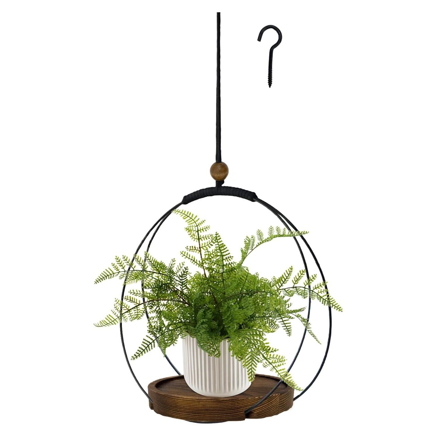 Maceta Colgante Hismocal Boho Negro 15 cm para Interior