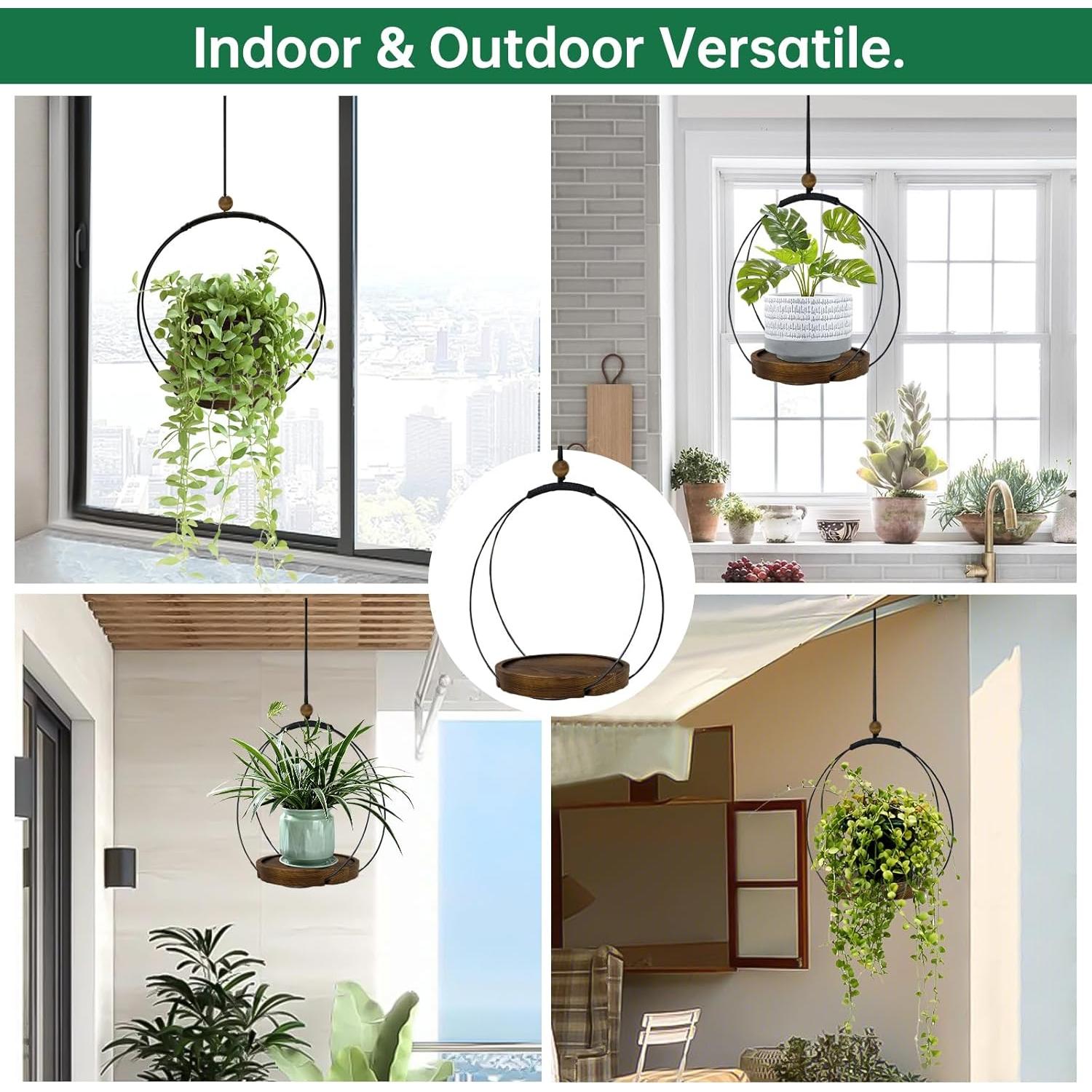 Maceta Colgante Hismocal Boho Negro 15 cm para Interior