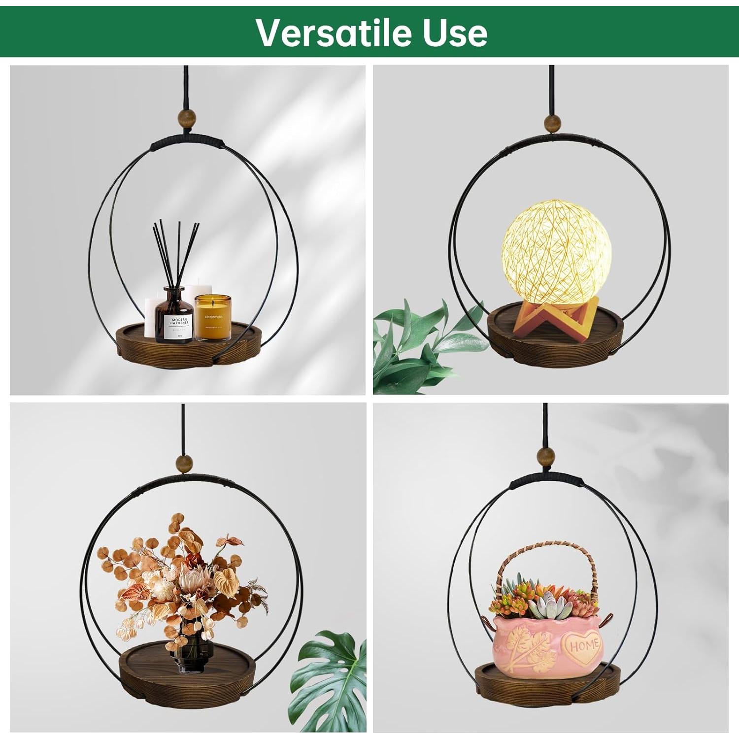 Maceta Colgante Hismocal Boho Negro 15 cm para Interior