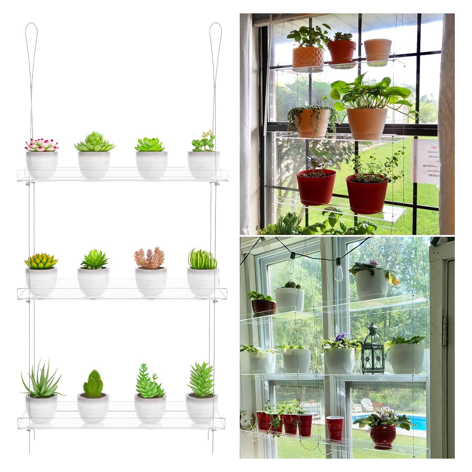 Estante Colgante de Plantas DWFeng 3 Niveles Acrílico 40.64cm