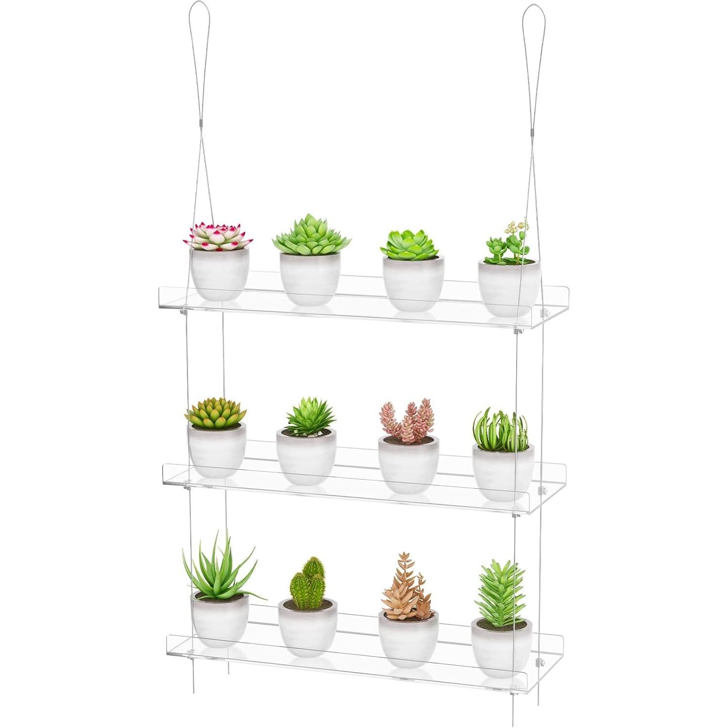 Estante Colgante de Plantas DWFeng 3 Niveles Acrílico 40.64cm