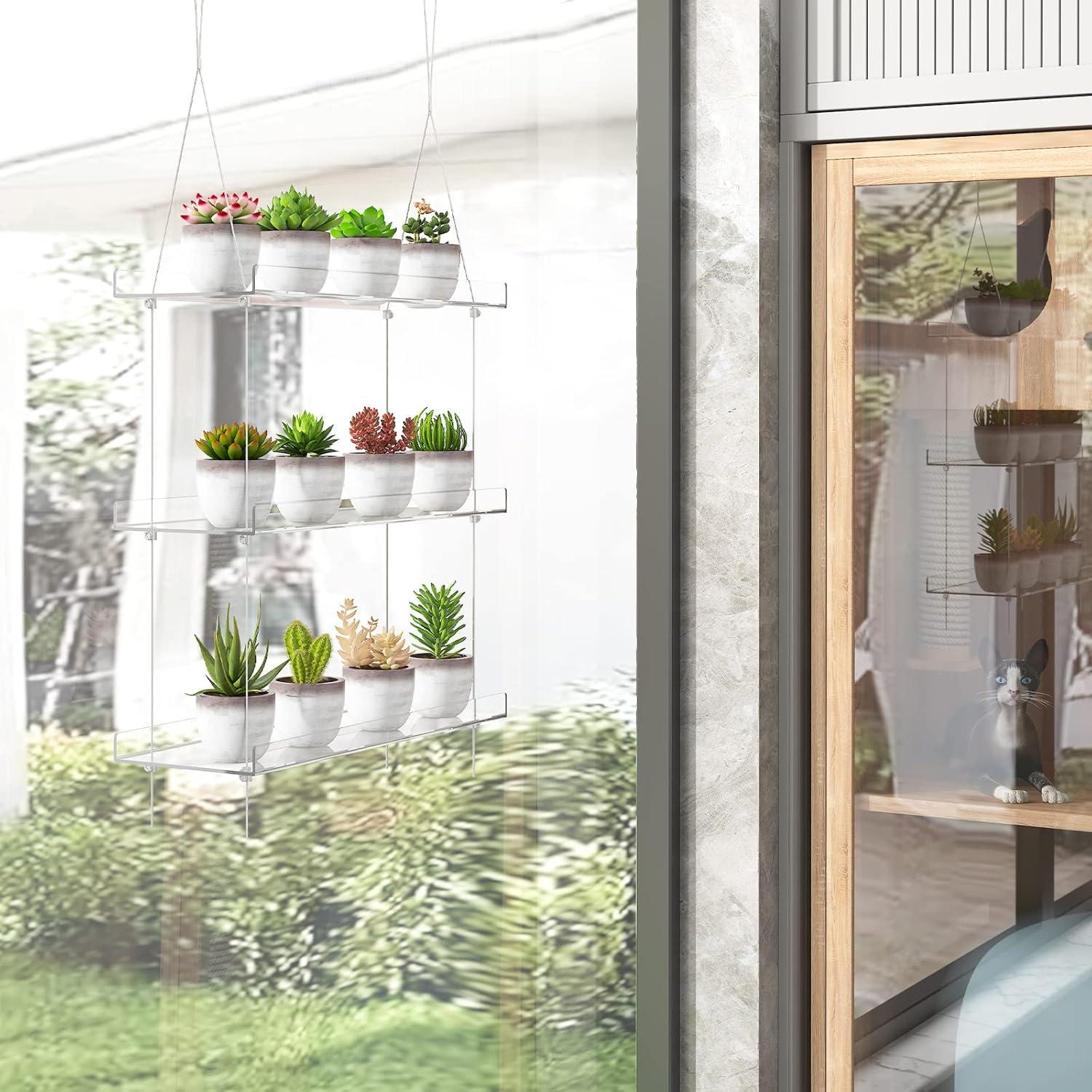 Estante Colgante de Plantas DWFeng 3 Niveles Acrílico 40.64cm