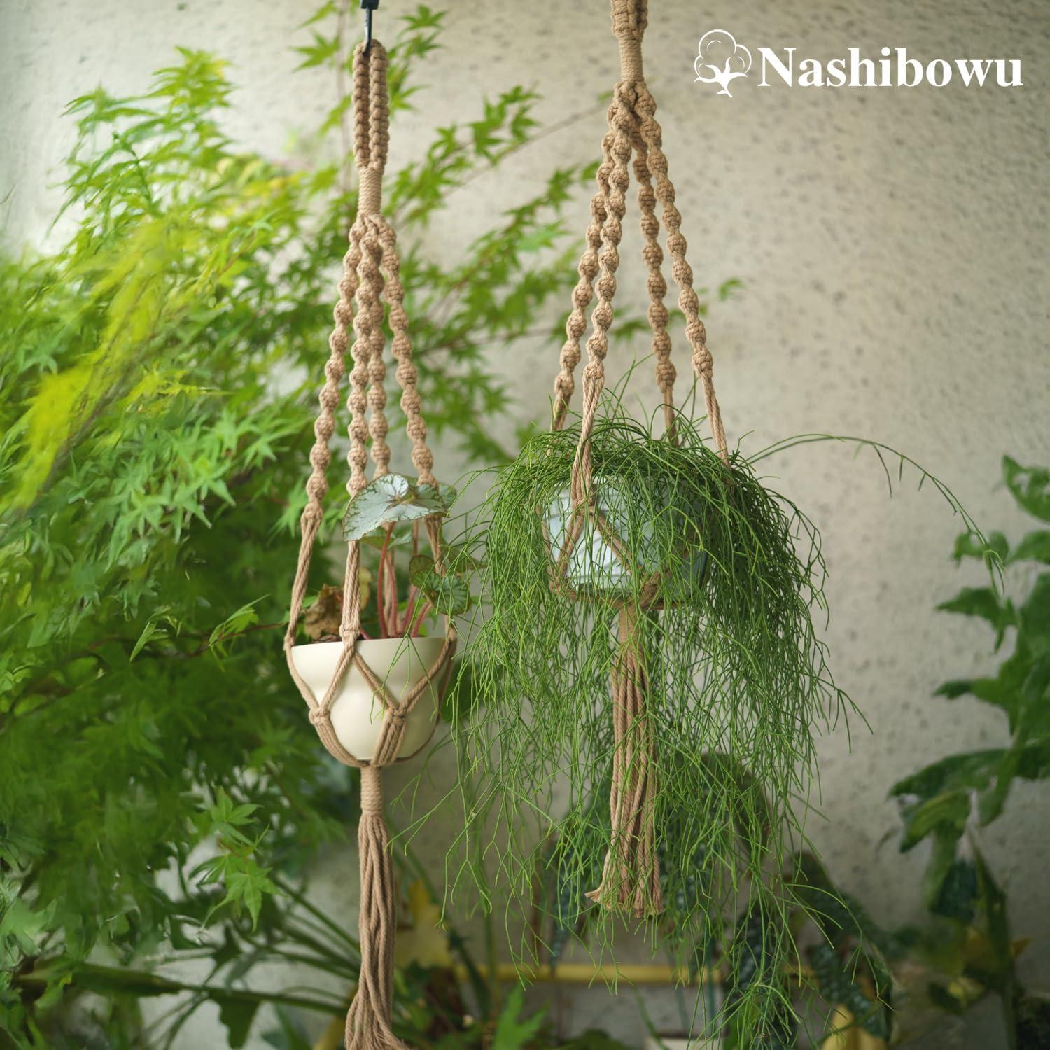 Soportes de Plantas de Macramé Nashibowu 70 cm 2 Pcs Interior Exterior