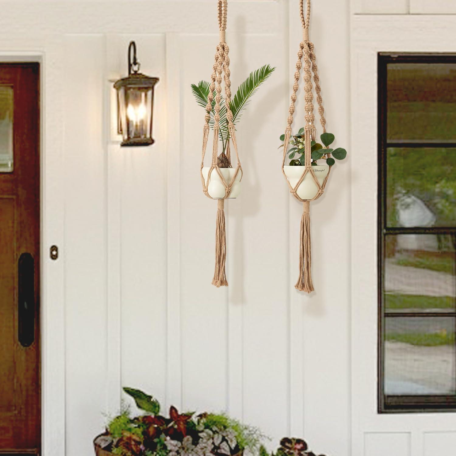 Soportes de Plantas de Macramé Nashibowu 70 cm 2 Pcs Interior Exterior