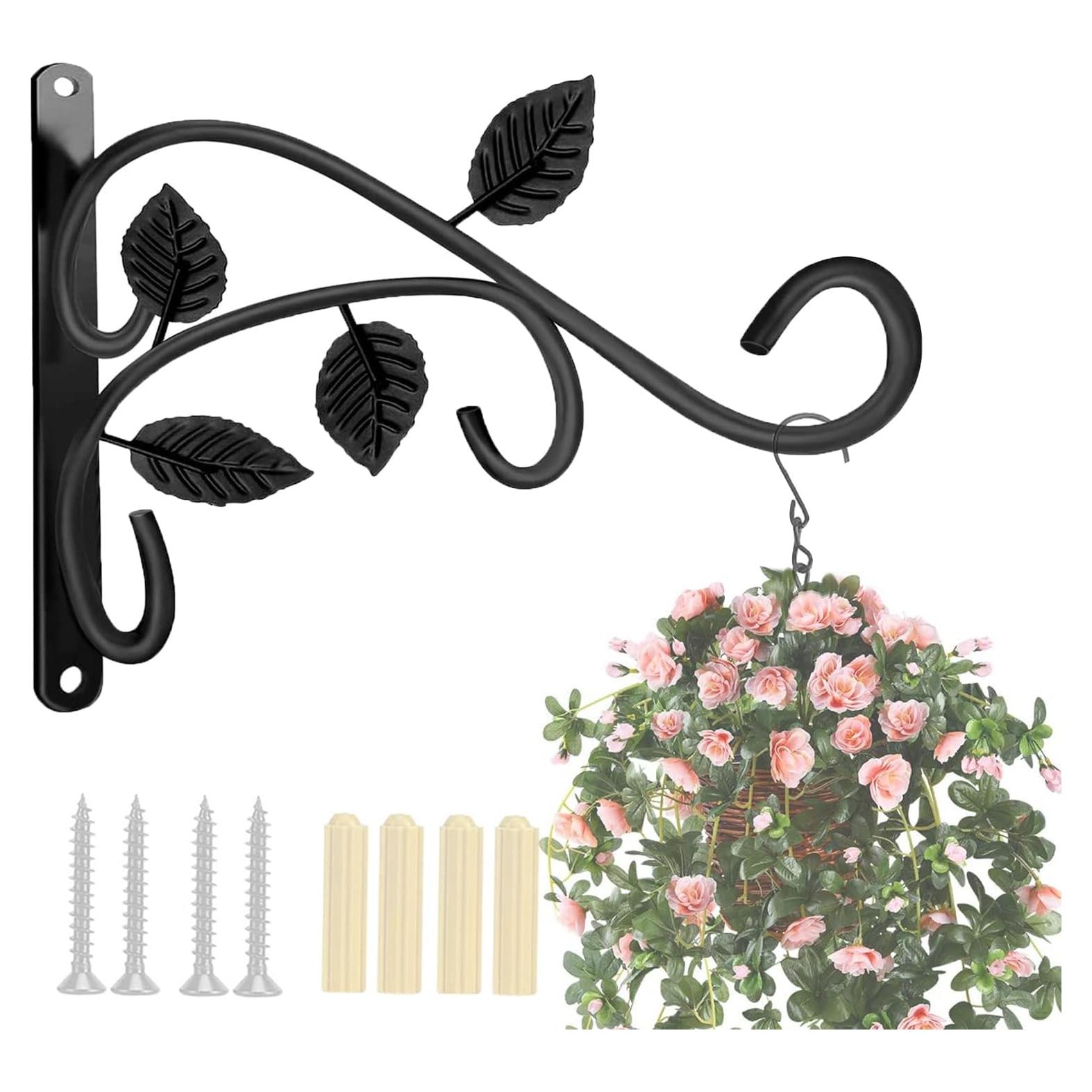 Gancho para Planta Colgante Axgo Negro, Soporte Pared 27.2 kg