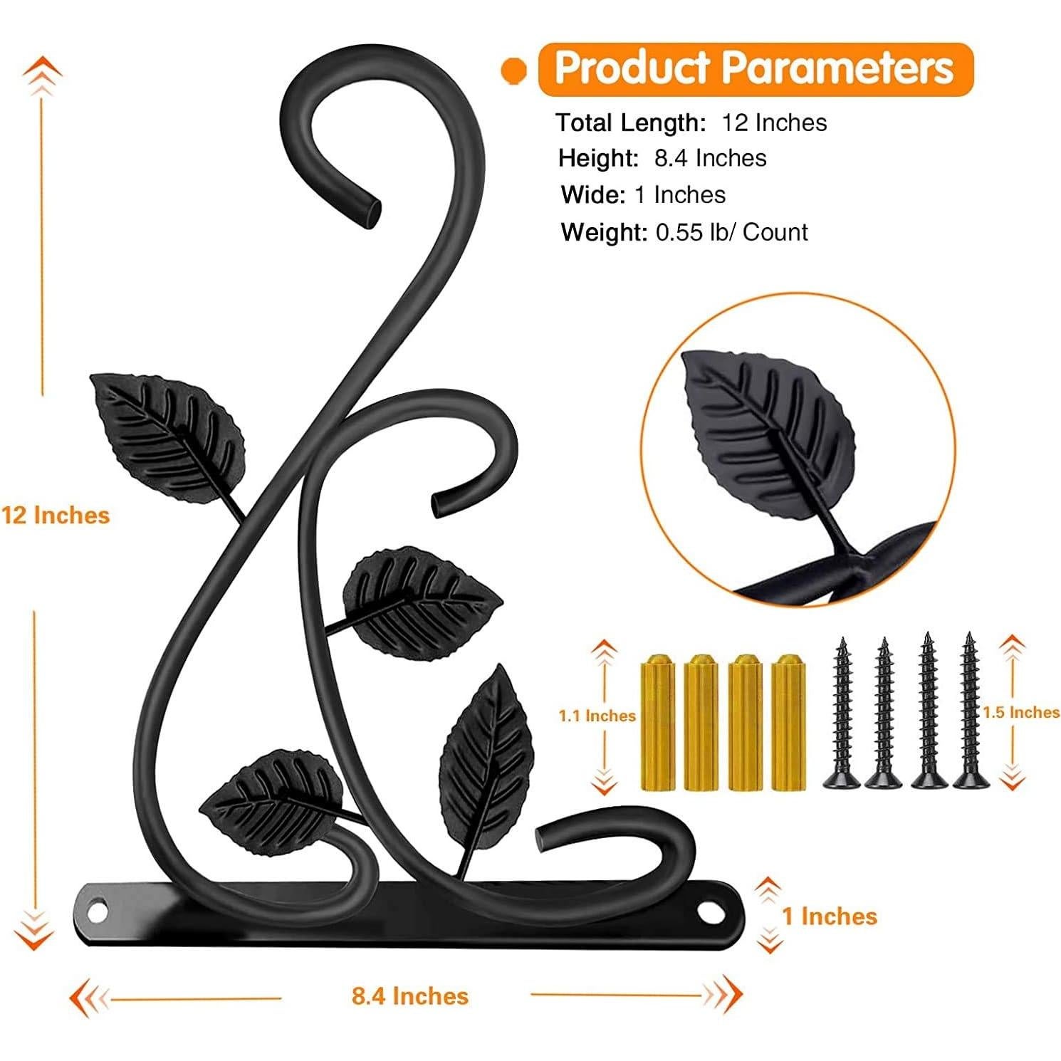 Gancho para Planta Colgante Axgo Negro, Soporte Pared 27.2 kg