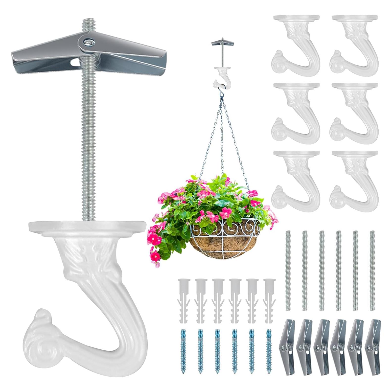 6 Ganchos de Techo Metálicos Aidoclip para Colgar Plantas 11.3kg