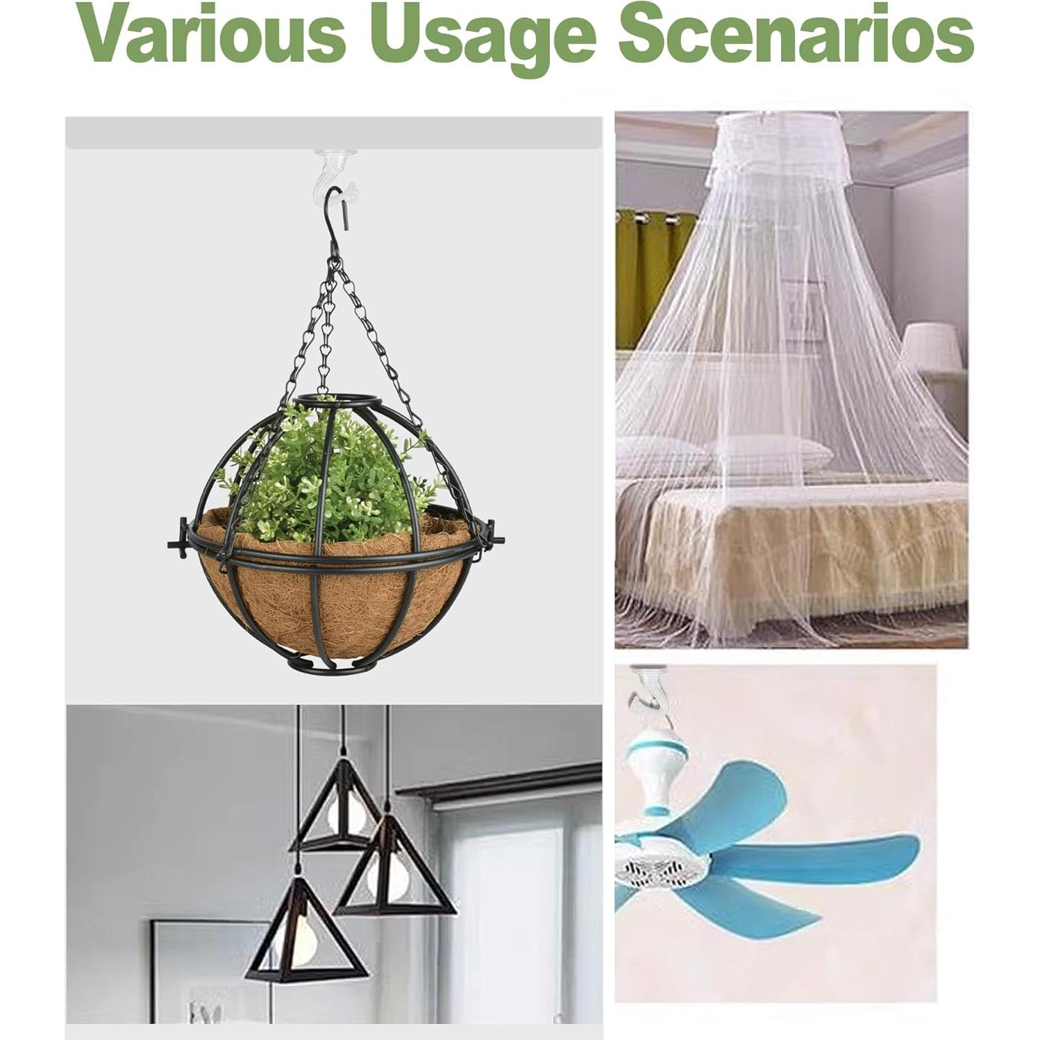 6 Ganchos de Techo Metálicos Aidoclip para Colgar Plantas 11.3kg