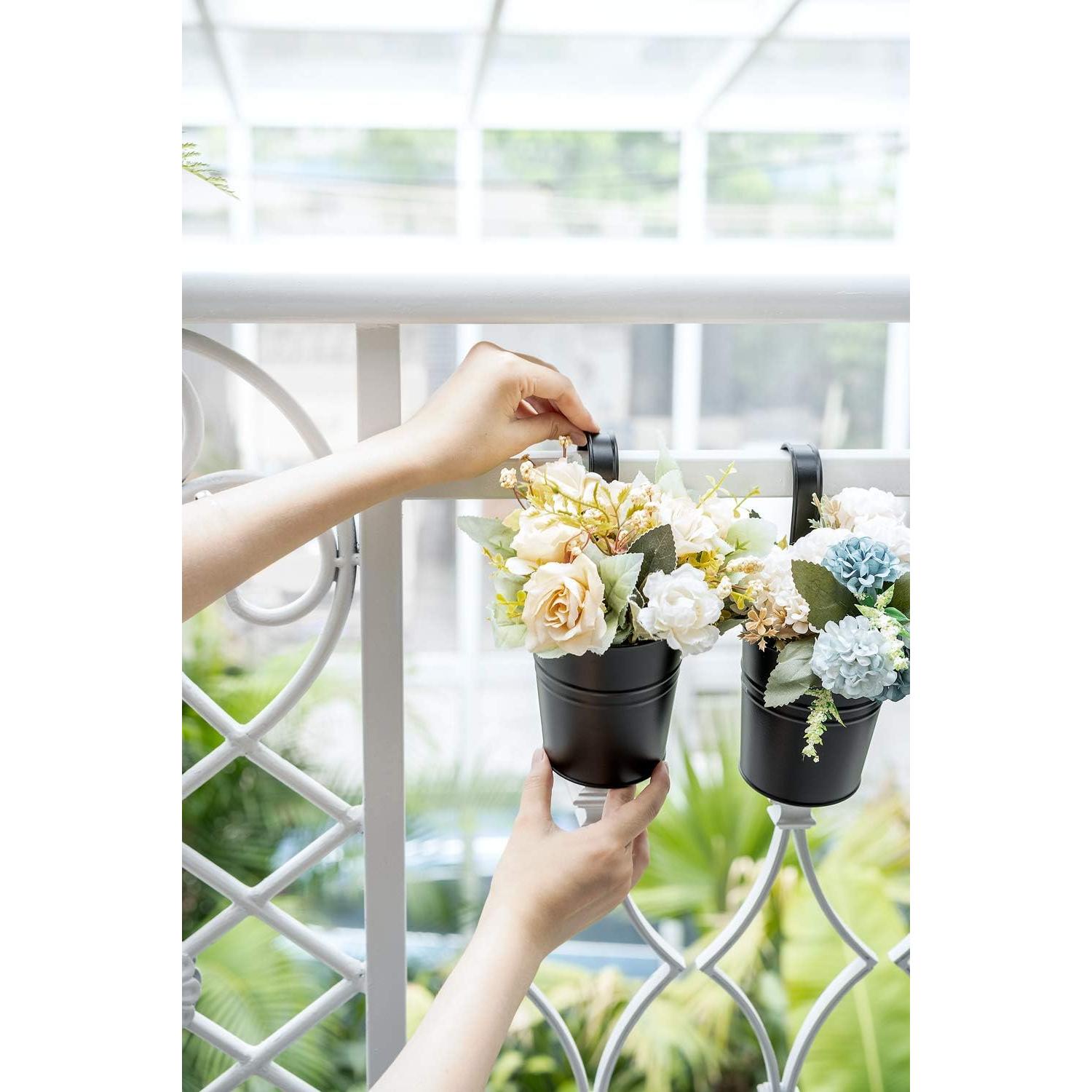 Macetas Colgantes de Metal Dahey 10 Pcs 10.16 cm Negro