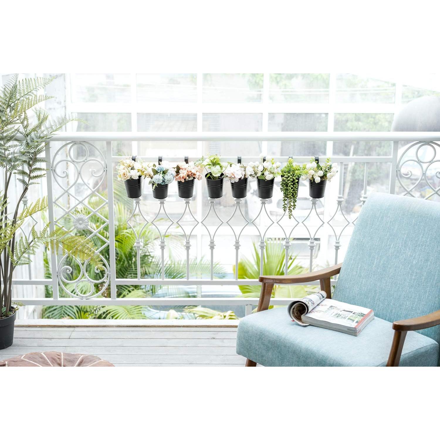 Macetas Colgantes de Metal Dahey 10 Pcs 10.16 cm Negro