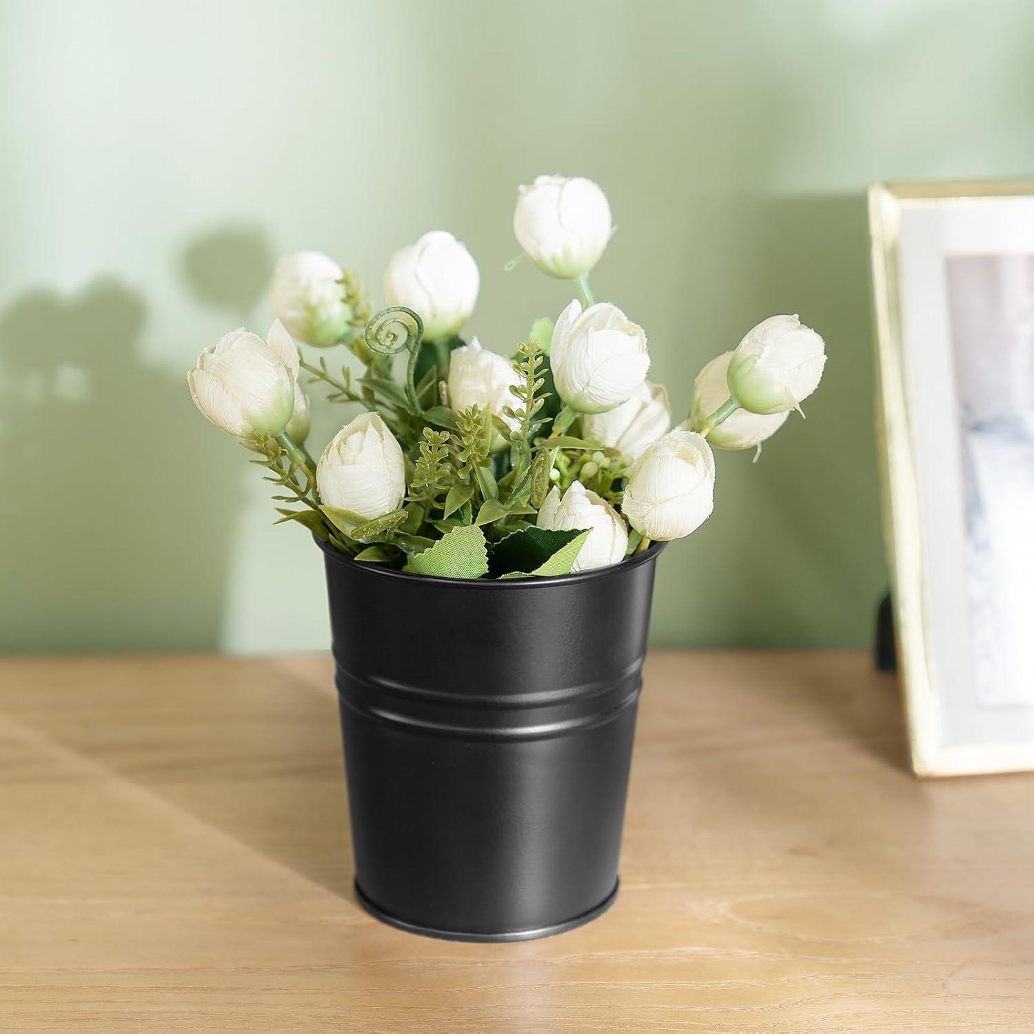 Macetas Colgantes de Metal Dahey 10 Pcs 10.16 cm Negro