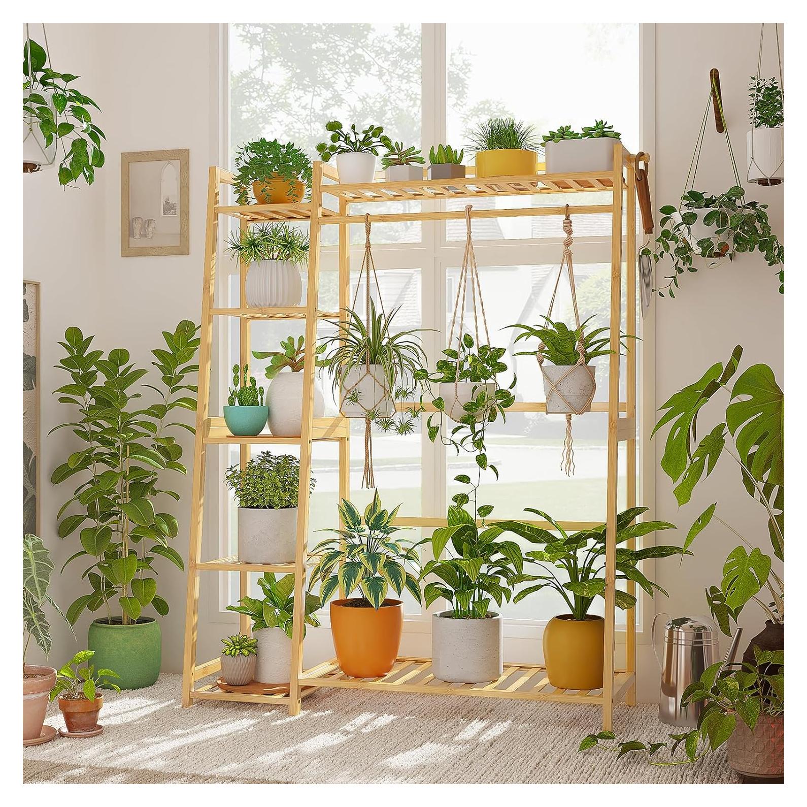 Estante de Plantas de Bambú Bamworld 5 Niveles para Interior