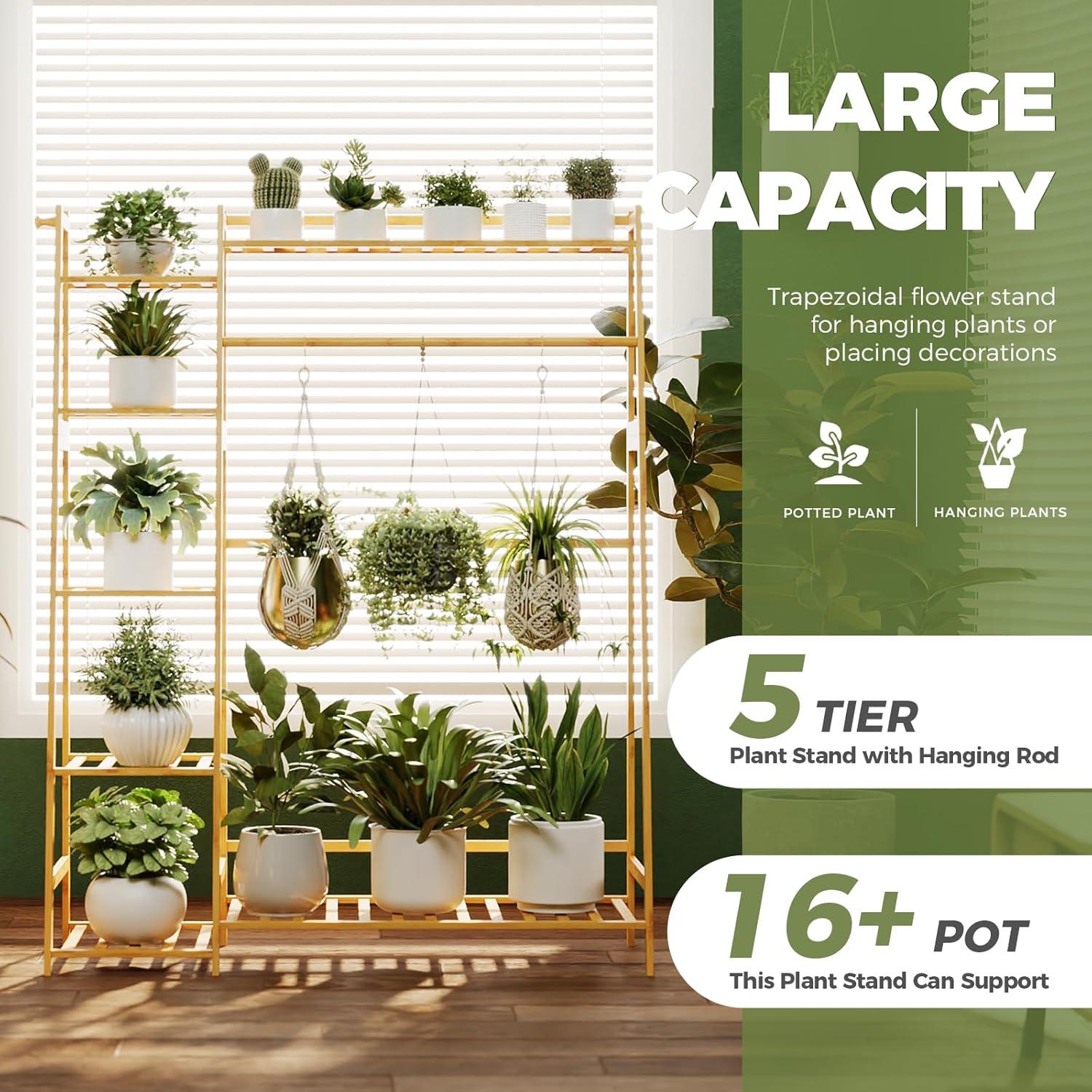 Estante de Plantas de Bambú Bamworld 5 Niveles para Interior