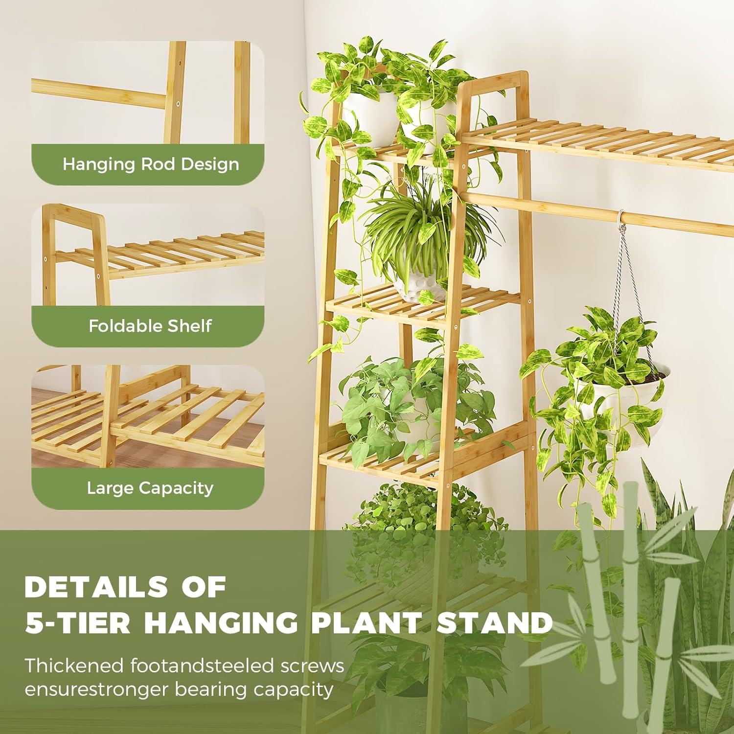 Estante de Plantas de Bambú Bamworld 5 Niveles para Interior