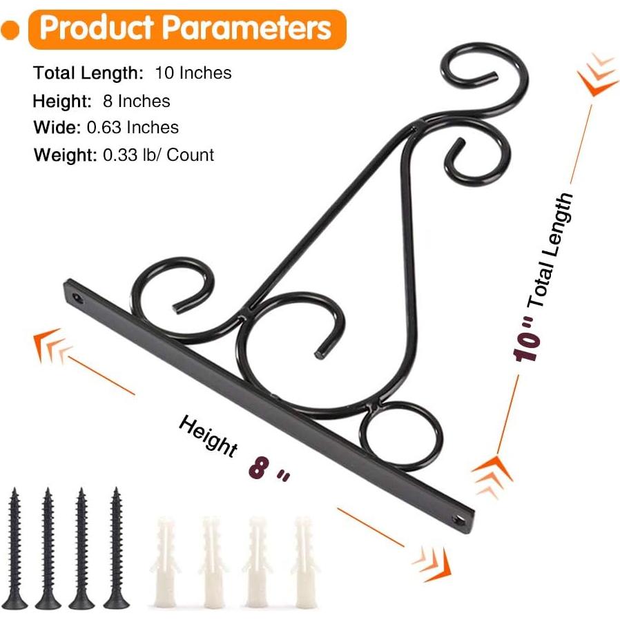 KABB Soportes de Hierro Negro para Plantas Colgantes x2