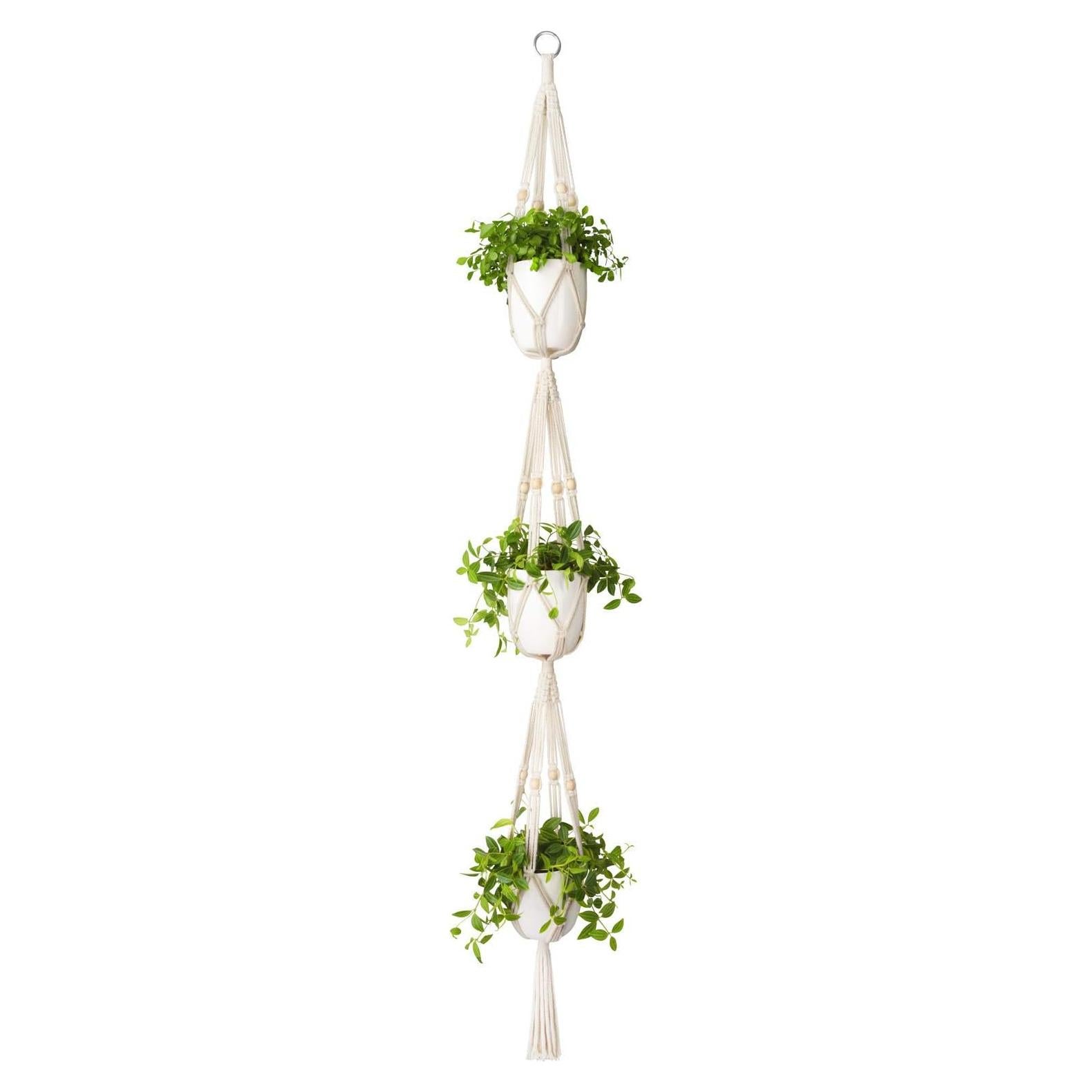 Colgador de Plantas de Macramé Mkono 3 Niveles Algodón 177.8 cm