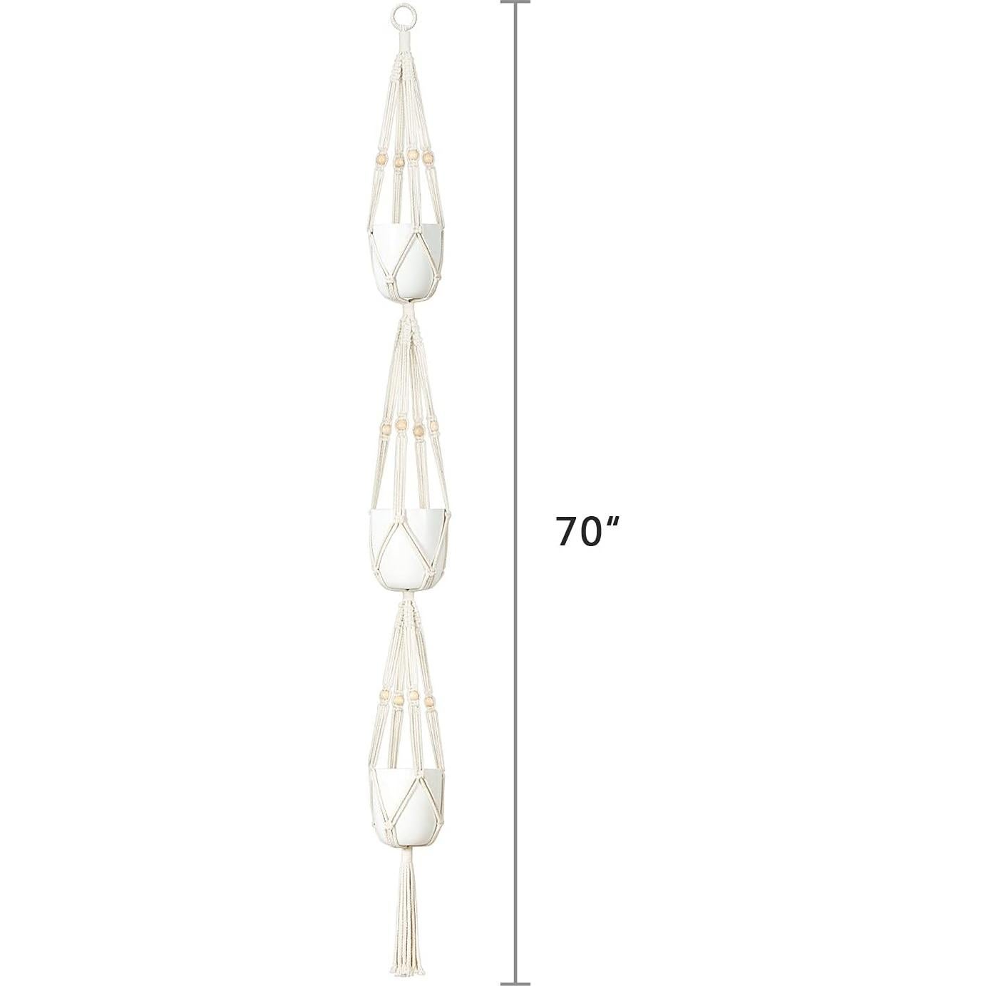 Colgador de Plantas de Macramé Mkono 3 Niveles Algodón 177.8 cm