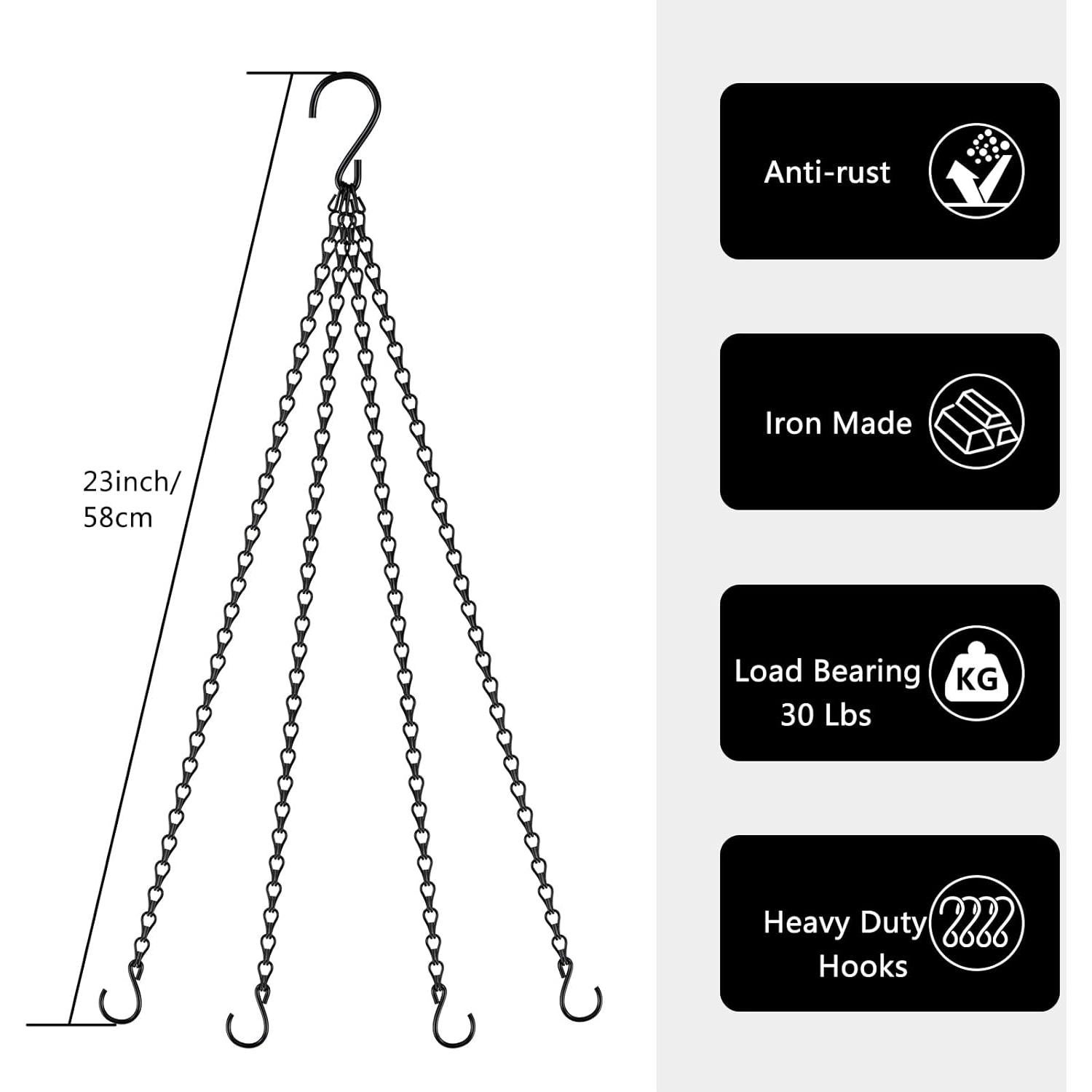 Cadenas Colgantes para Cestas Garini 3 Piezas 58 cm Negro